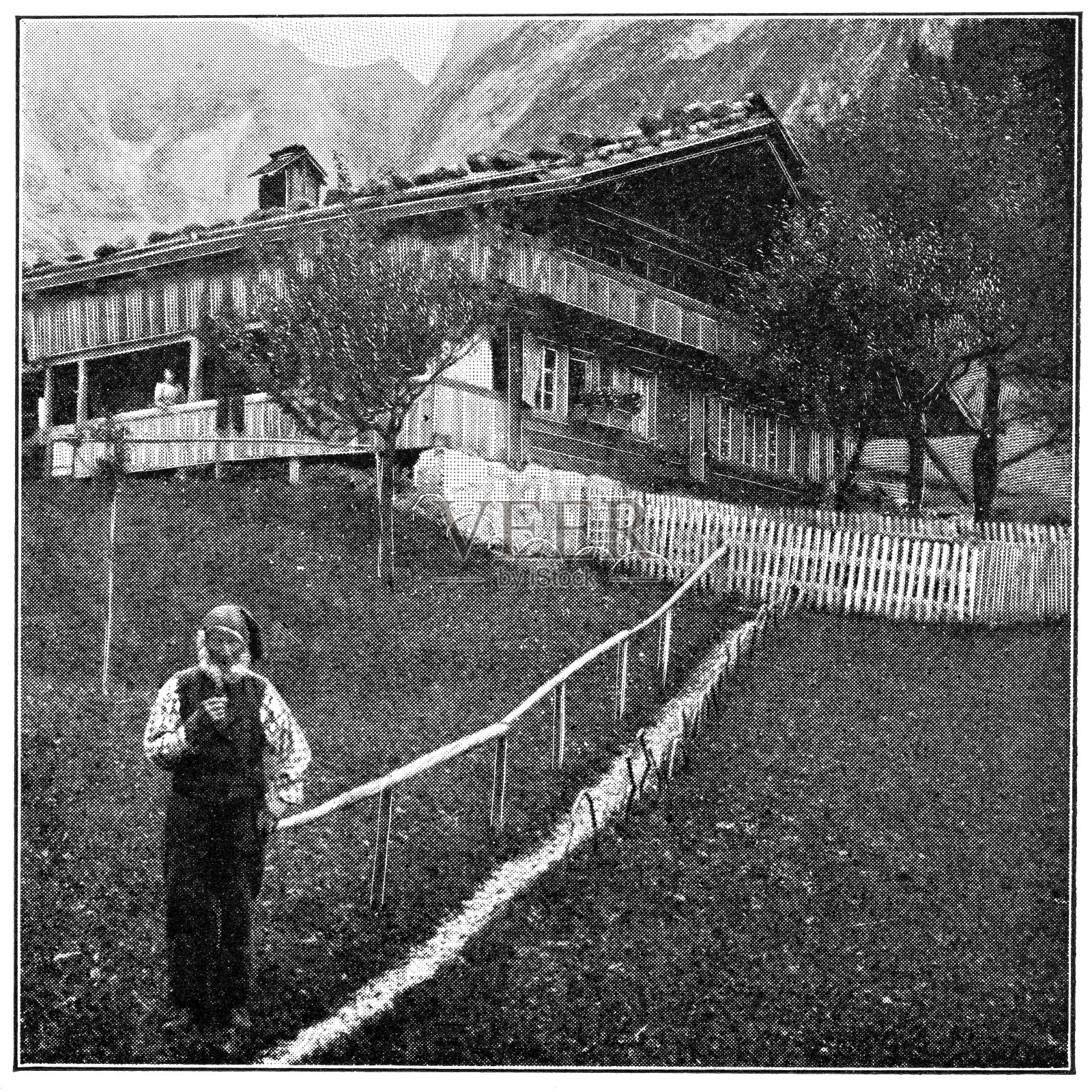 瑞士伯尔尼坎顿的农舍- 19世纪照片摄影图片