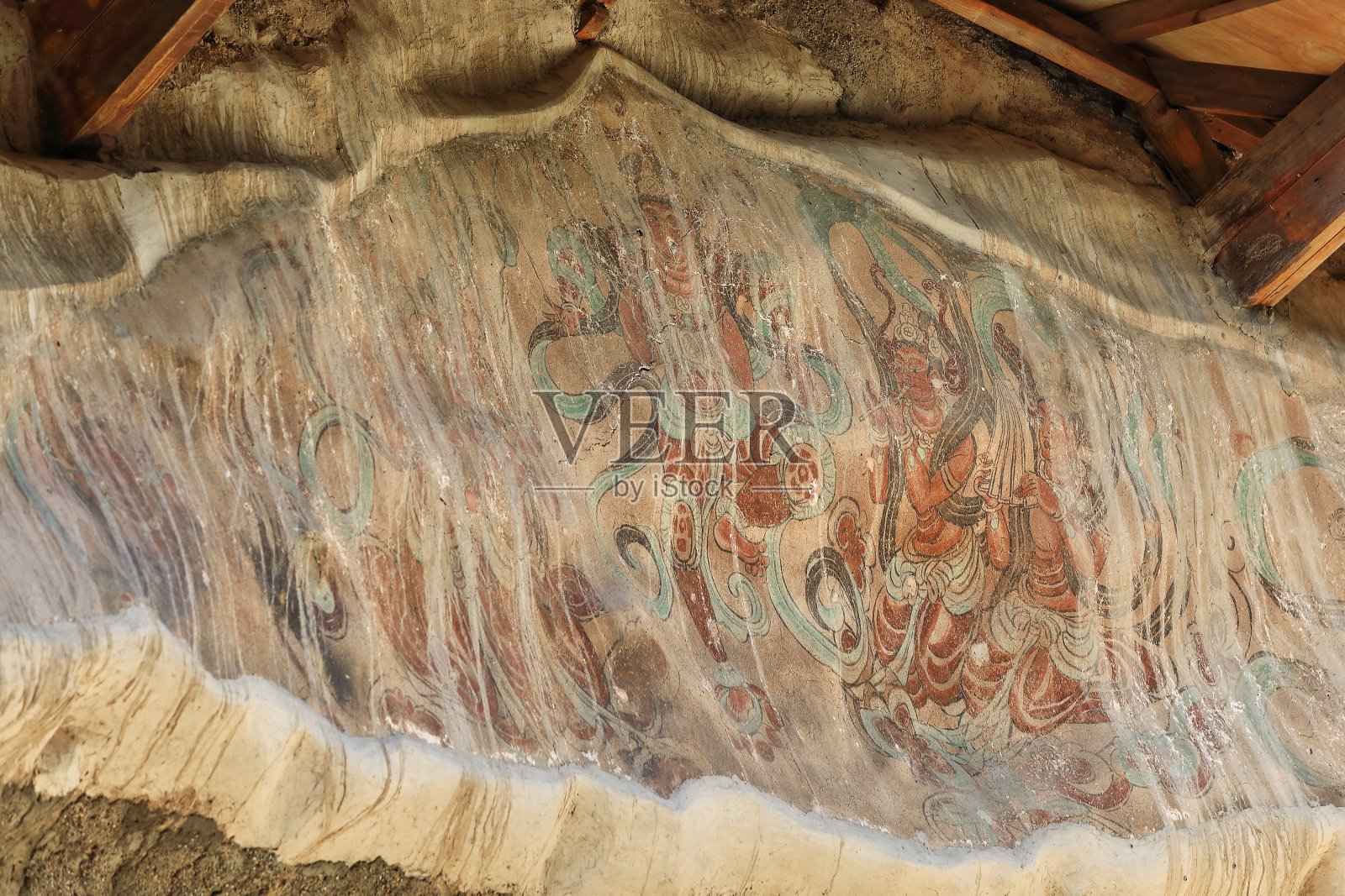 壁画的残余——莫高窟外。Dunhuang-Gansu省-中国- 0626照片摄影图片