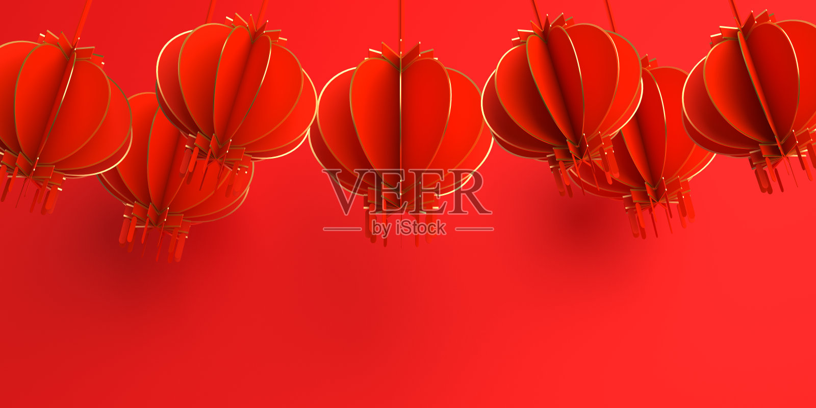 17、喜庆新春旗帜，红红的金盏花剪纸。中国节庆喜庆发菜的设计创意理念。照片摄影图片