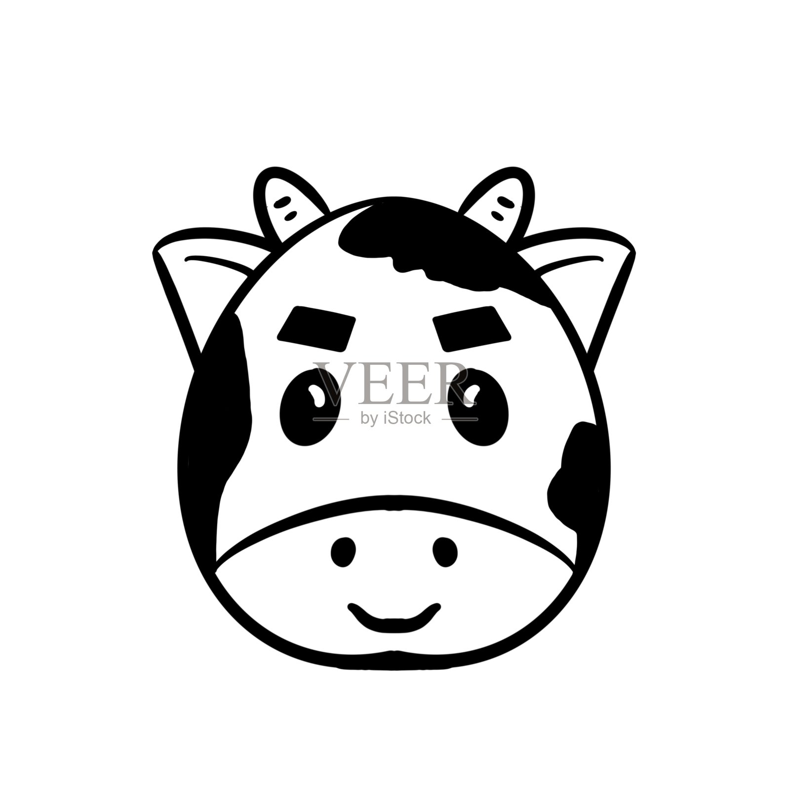 画牛头，动物卡通插画图片素材