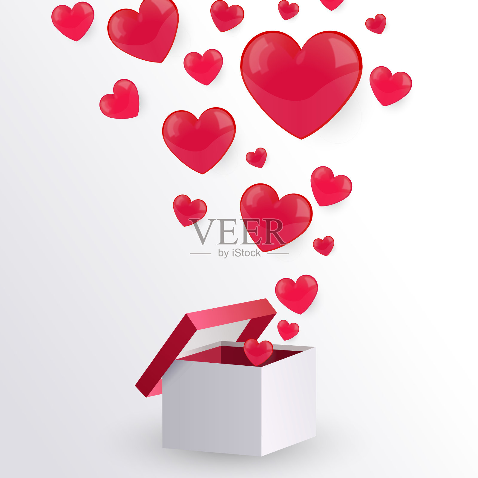 情人节的心与礼品盒明信片。女人，母亲，情人节快乐插画图片素材