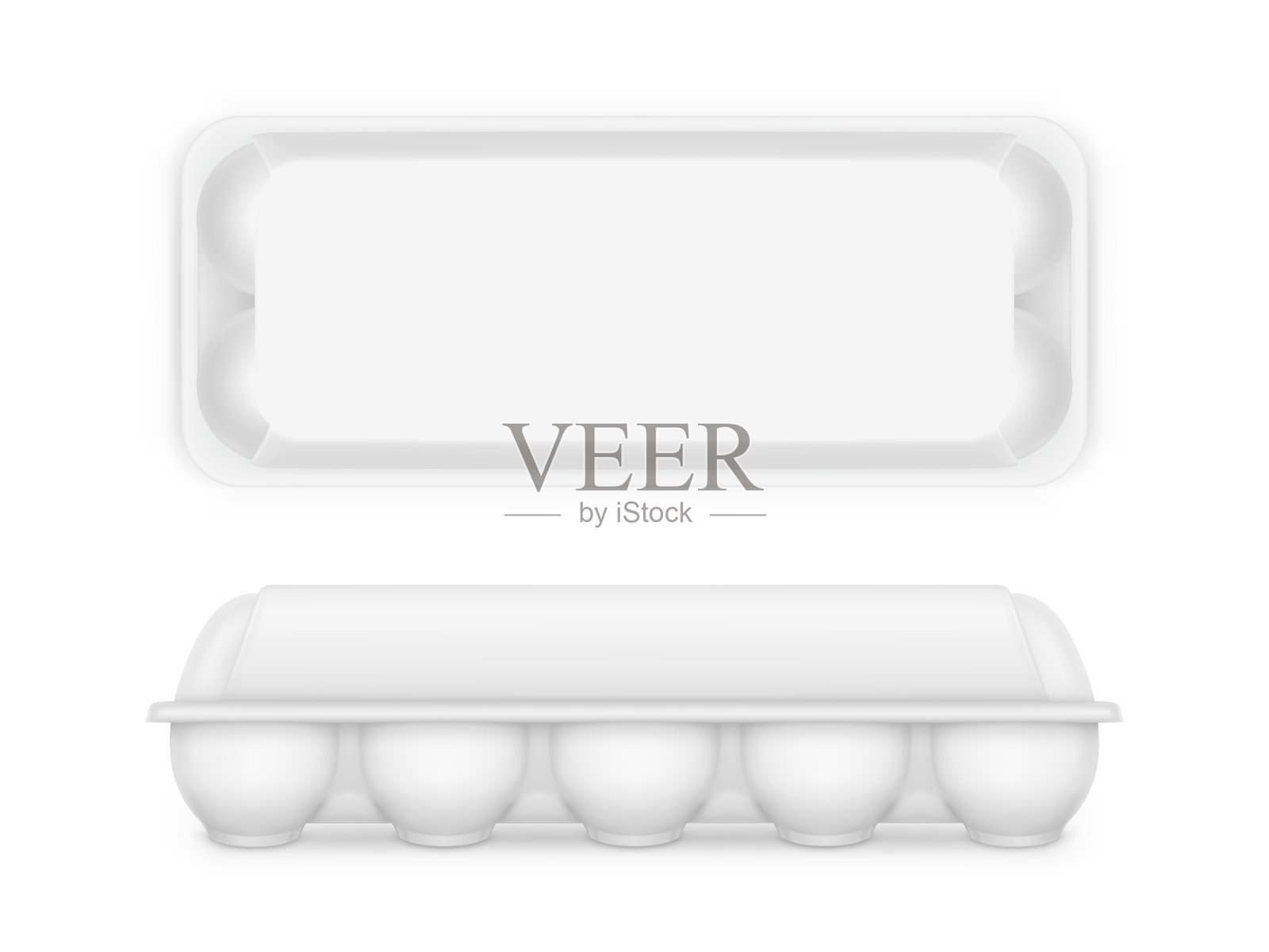 鸡蛋包装模拟，食物托盘盒容器空白插画图片素材