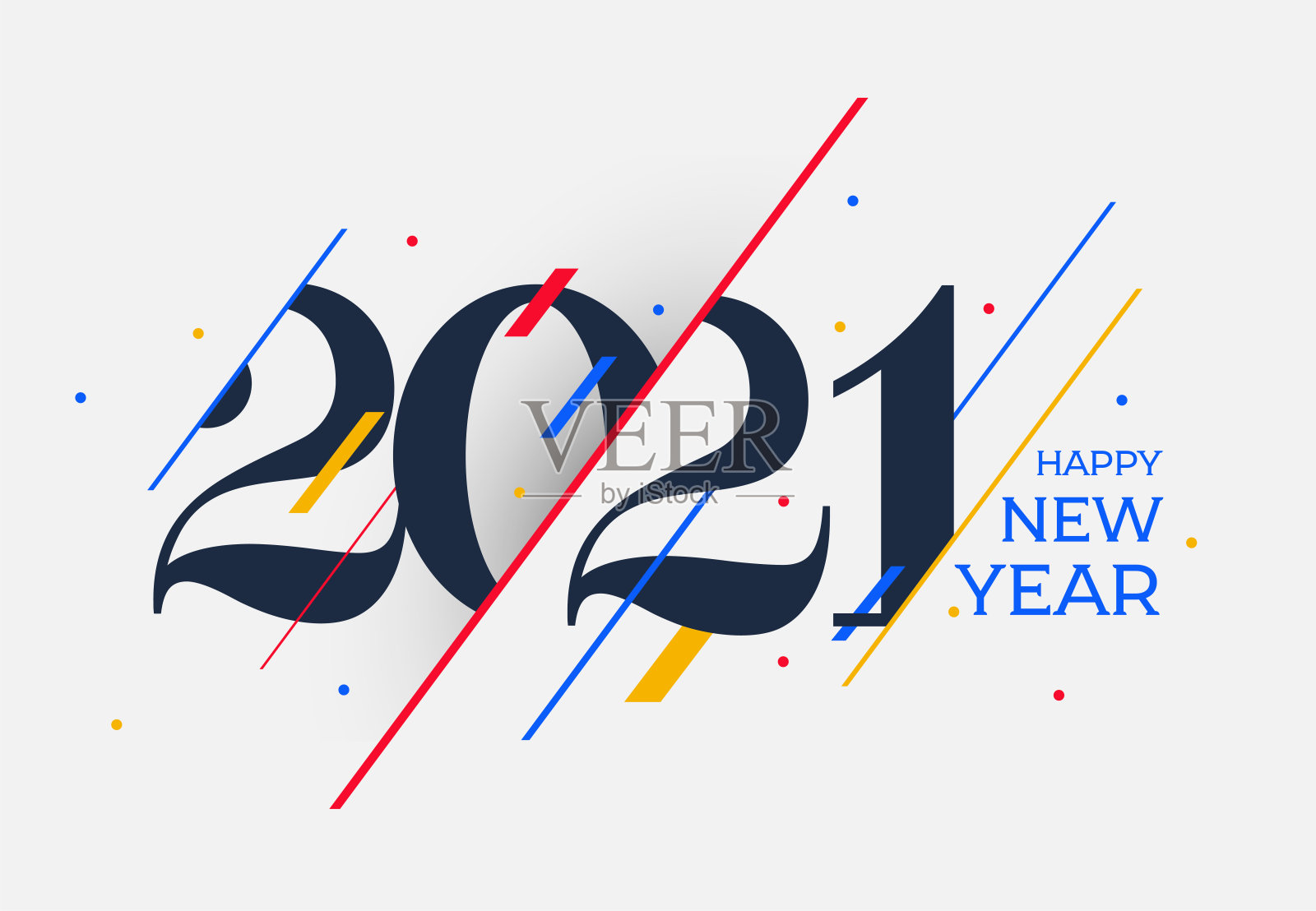 2021年新年快乐设计模板。标志设计日历，海报，横幅，贺卡或打印。宣传册模板矢量插图。孤立在白色背景上。插画图片素材