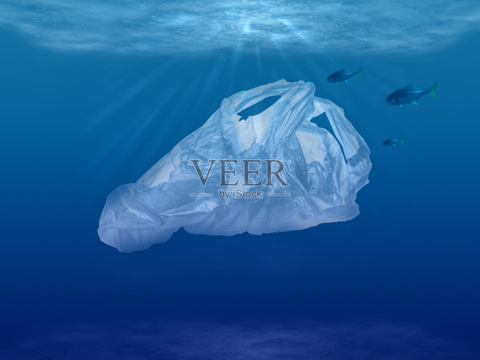 塑料袋对世界海洋水下环境的污染照片摄影图片