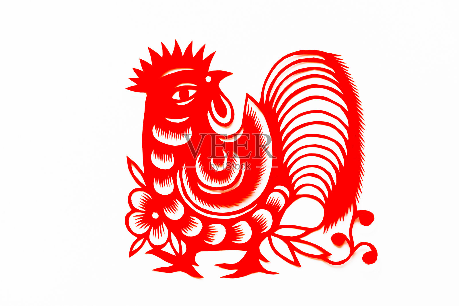 中国传统剪纸，十二生肖。中国新年，鼠年。中国动物农历老鼠传统剪纸艺术图案。老鼠剪纸，过年。插画图片素材