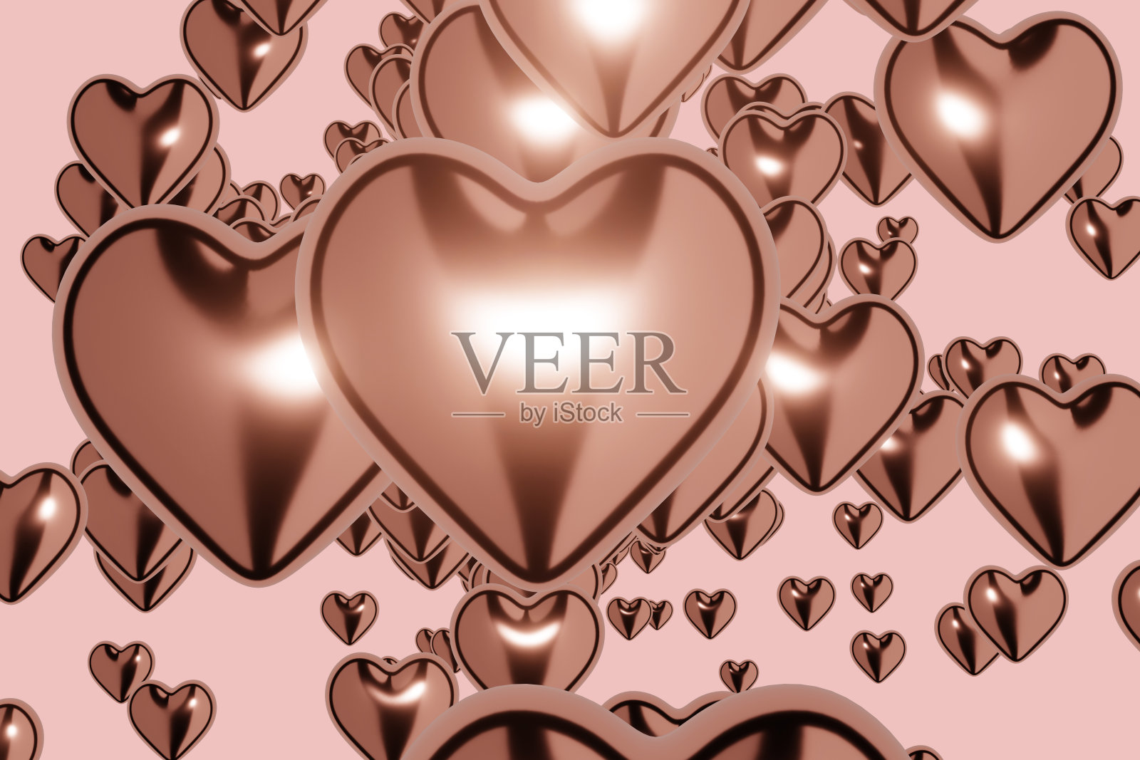 3D渲染心脏飞行在粉红色的背景。爱的象征为快乐的女人，母亲，情人节，生日贺卡设计。照片摄影图片