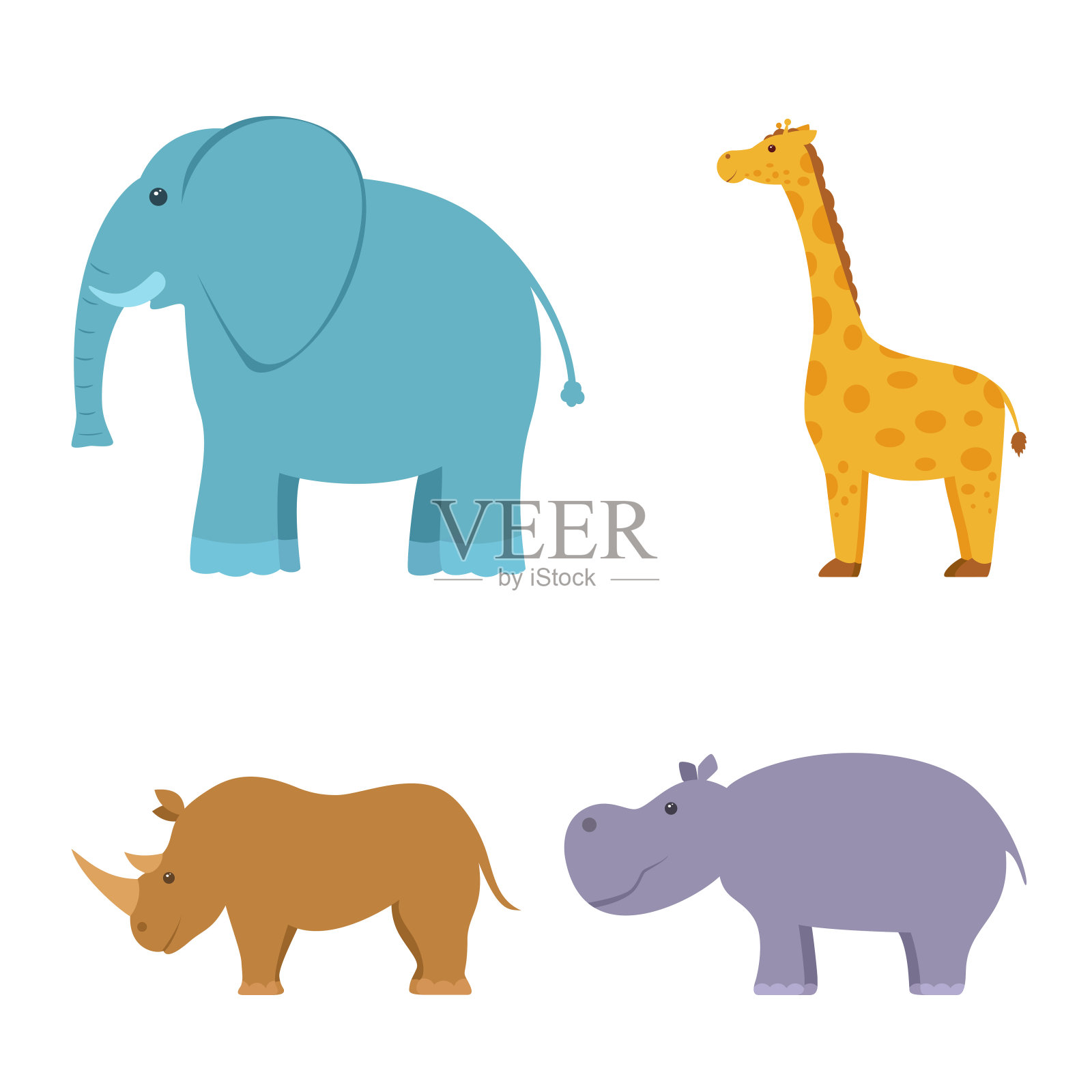 非洲的动物插画图片素材