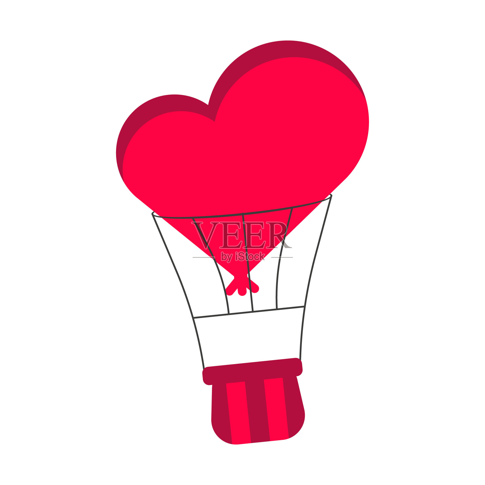 心形的热气球。情人节。矢量插图在平面设计插画图片素材
