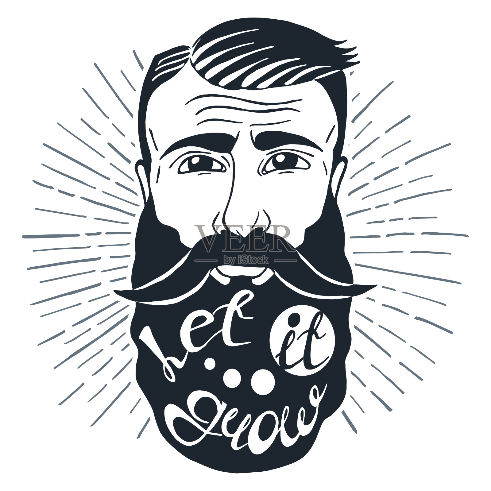 有胡子的男人的插图，上面写着"让它生长吧"插画图片素材