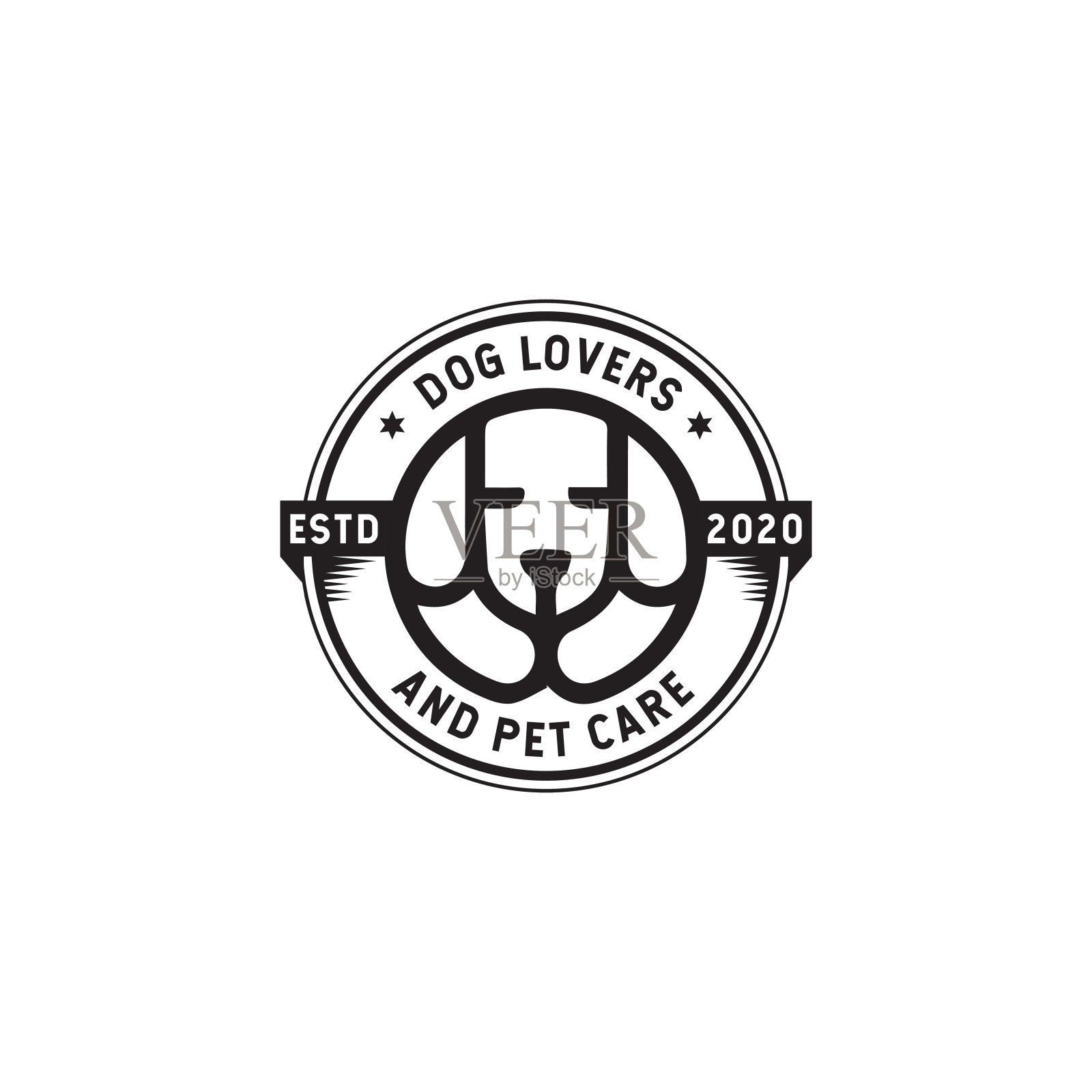 爱狗人士宠物护理图标徽章，可用于您的商标，品牌身份或品牌插画图片素材