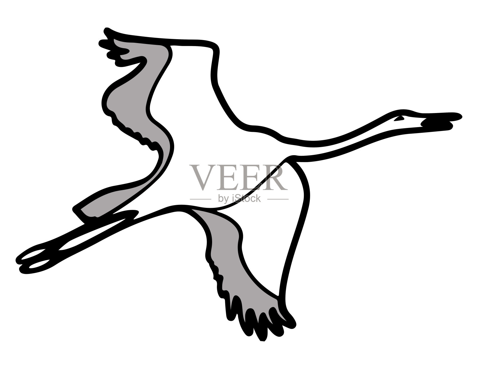 飞翔的灰鹤展开翅膀。线图形,标志。矢量图插画图片素材