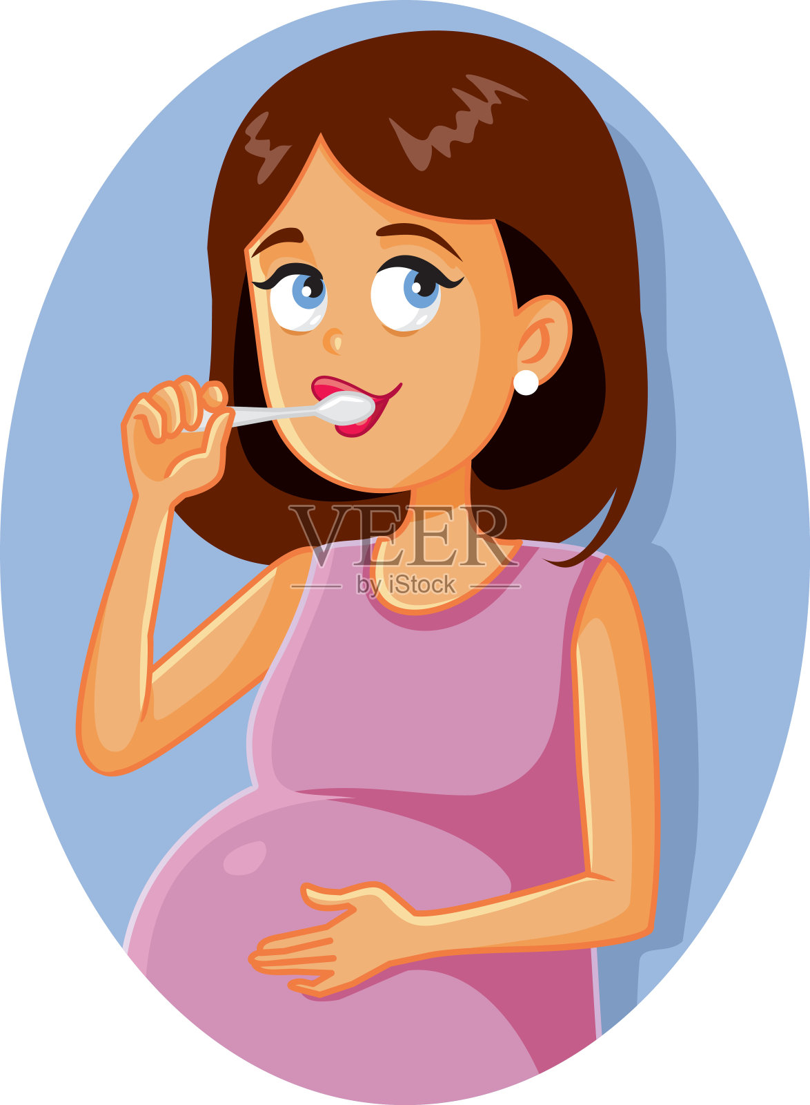 孕妇刷牙插画图片素材