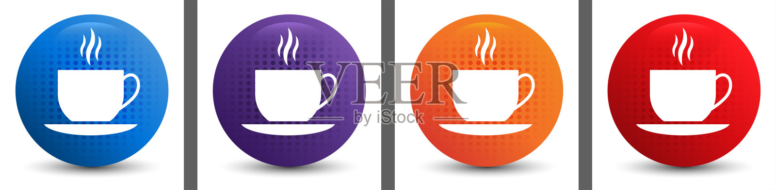 咖啡杯图标抽象半色调圆形按钮设置图标素材