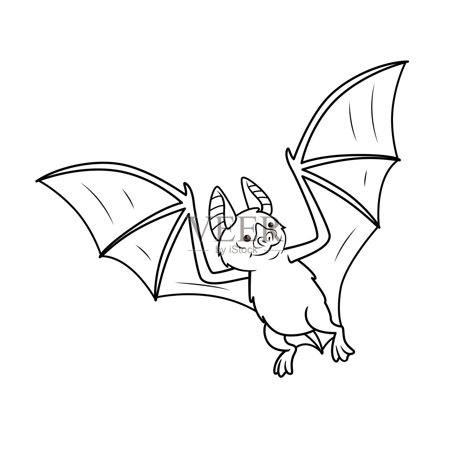 吸血蝙蝠隔离在白色背景上的矢量插图。儿童涂色书。插画图片素材