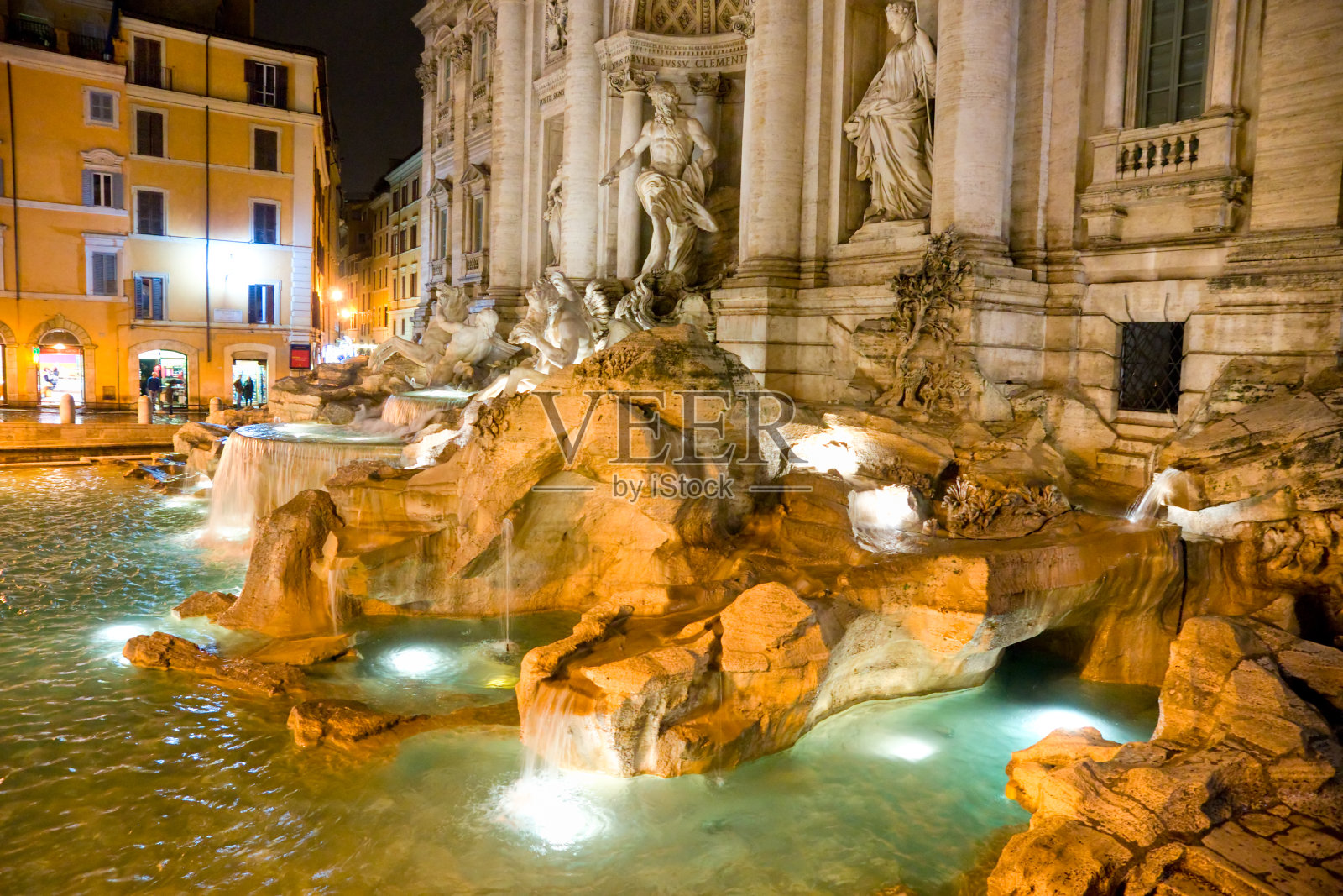 特莱维喷泉，意大利罗马。照片摄影图片