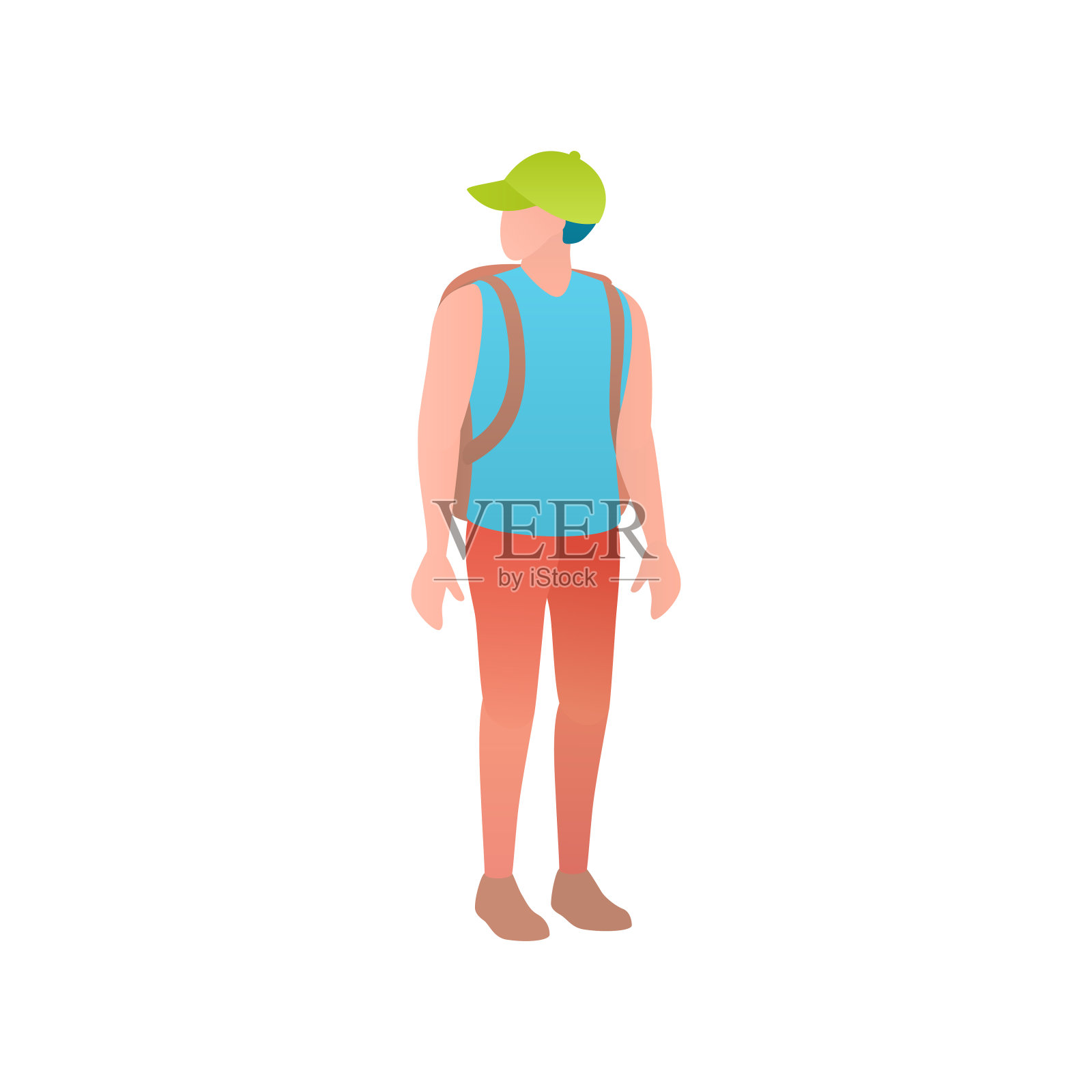 平面梯度矢量插图的一个男性游客。设计元素图片