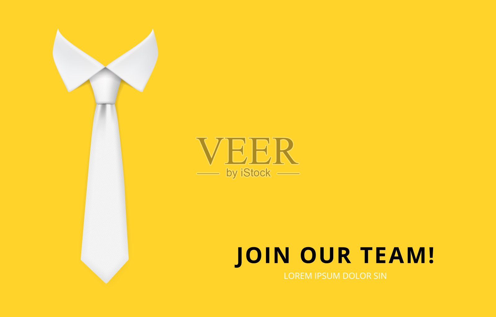 加入我们的团队。招聘和招聘横幅。现实的白人男子tie矢量插图设计模板素材