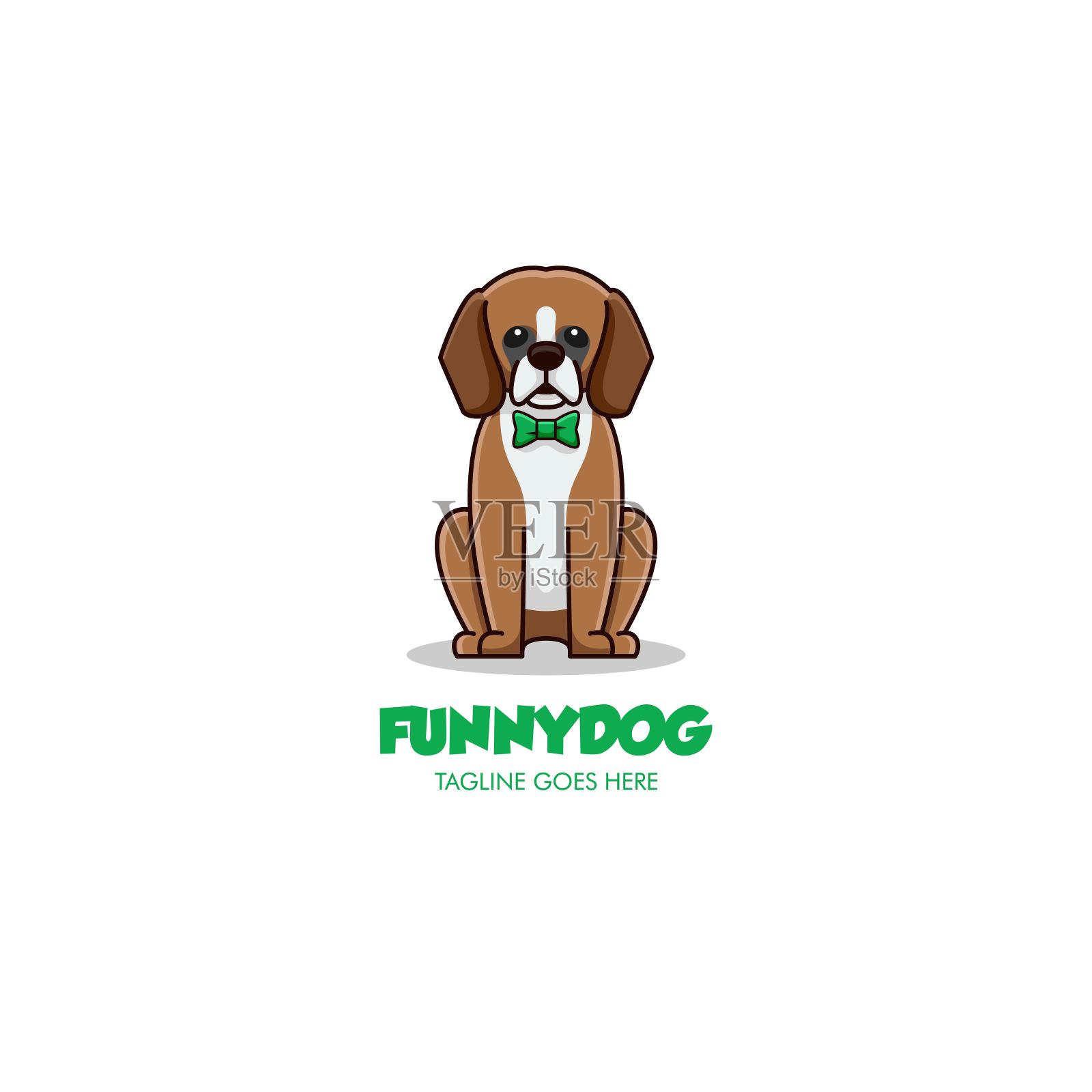 矢量插图有趣的狗简单吉祥物卡通风格。设计元素图片