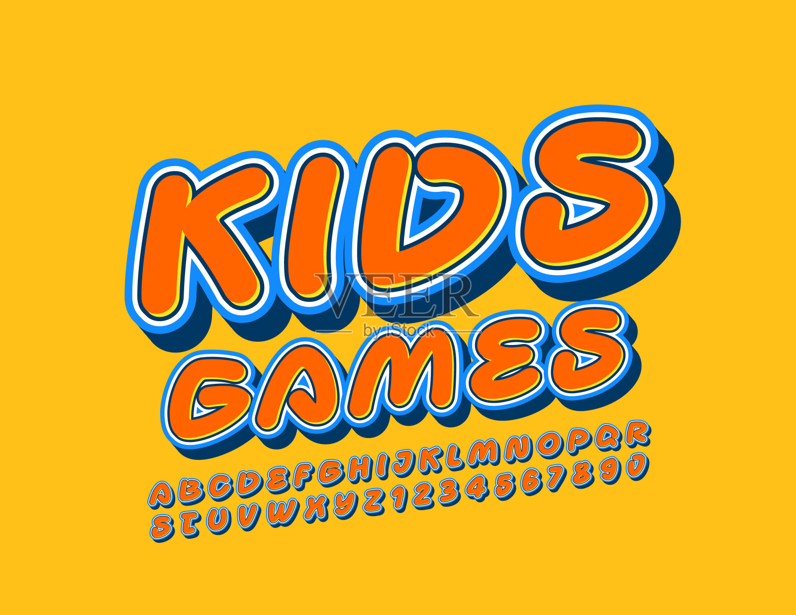 矢量彩色Logo儿童游戏。创意字母和数字设计元素图片