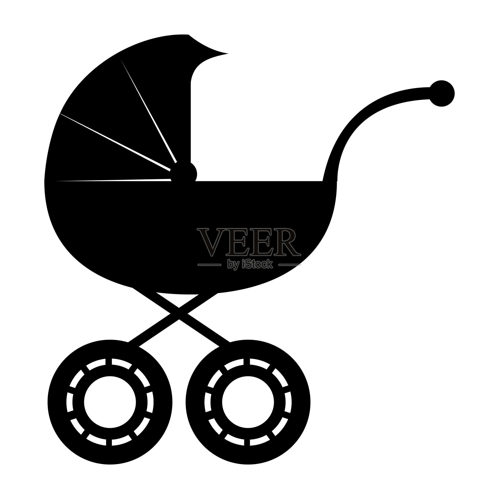 婴儿车孤立在白色背景上。网页图标设计，平面矢量插图插画图片素材