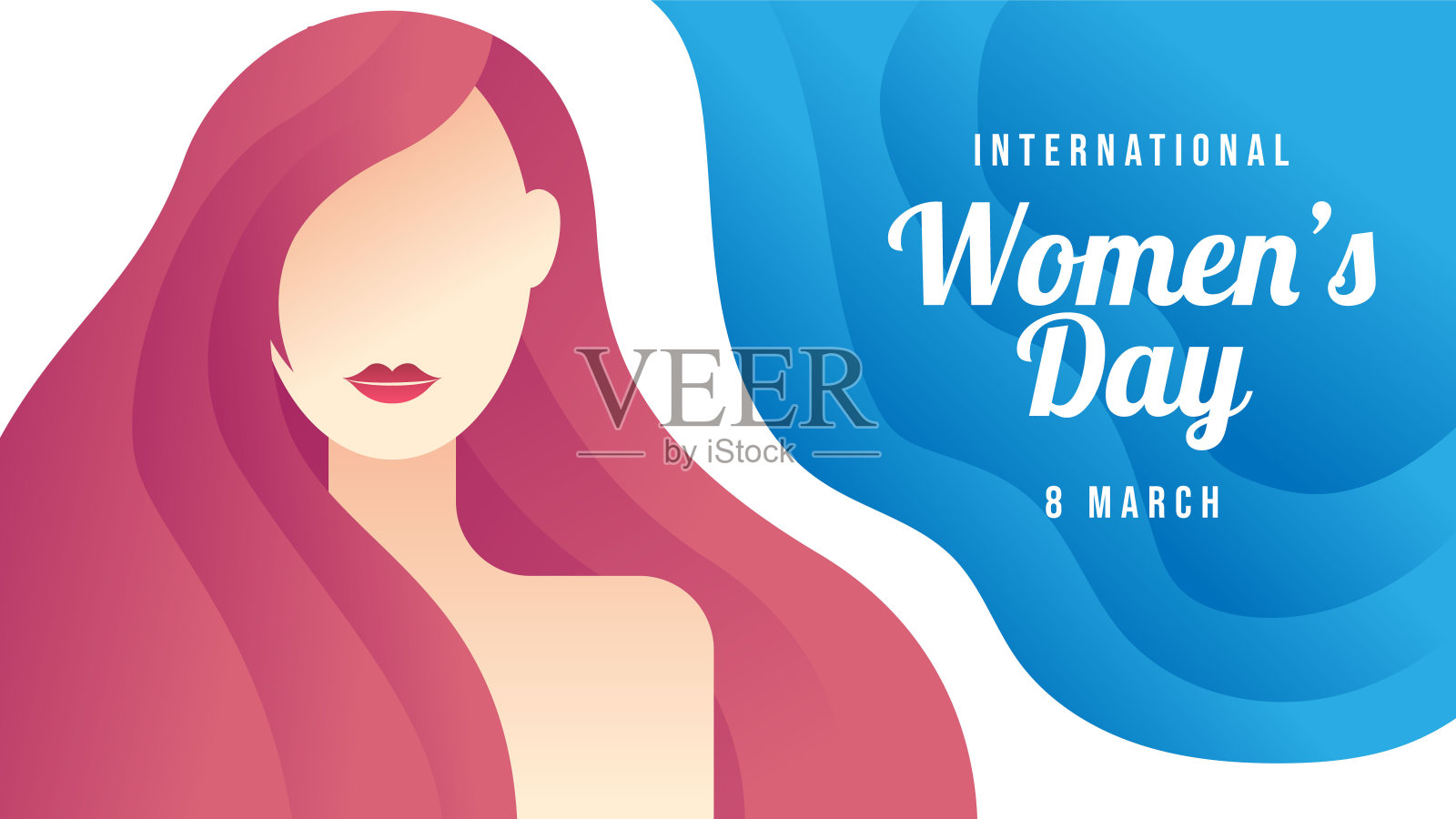 国际妇女节快乐。国际妇女节3月8日平面设计矢量插图。插画图片素材