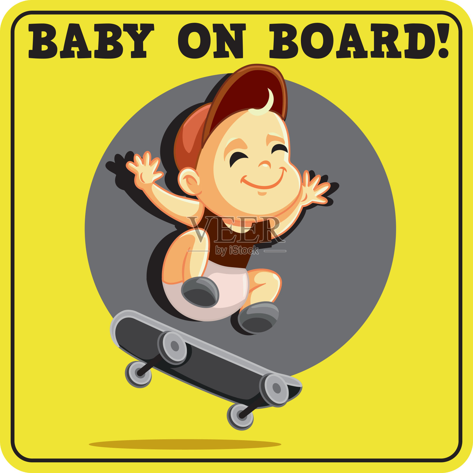 婴儿在车上矢量保险杠贴纸插画图片素材