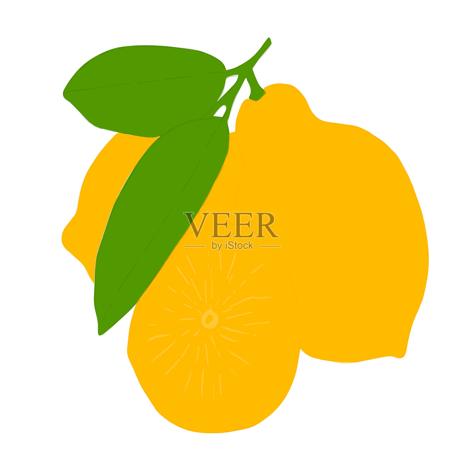 柠檬早午餐与水果孤立在白色的背景。插画图片素材