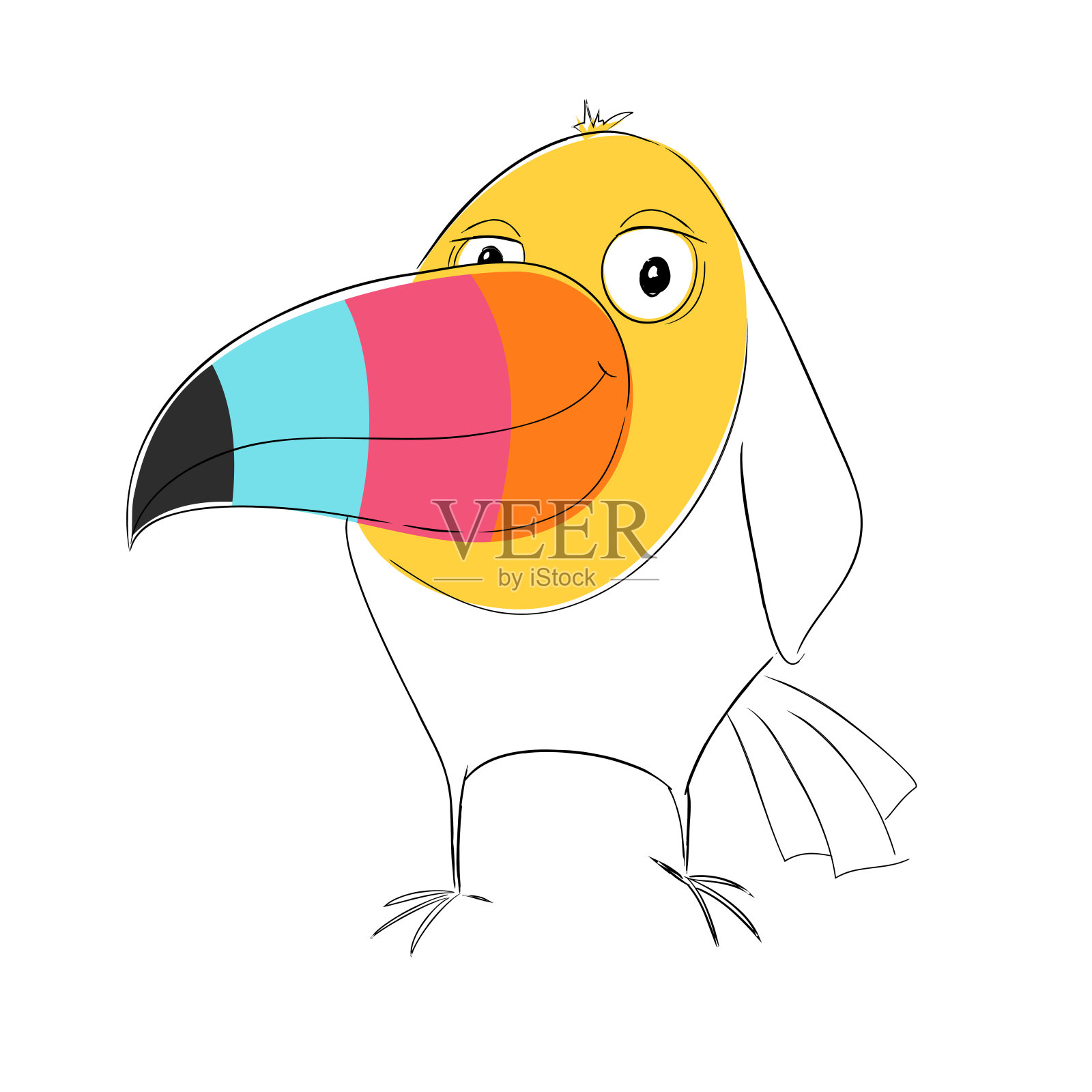 巨嘴鸟鸟打印插画图片素材