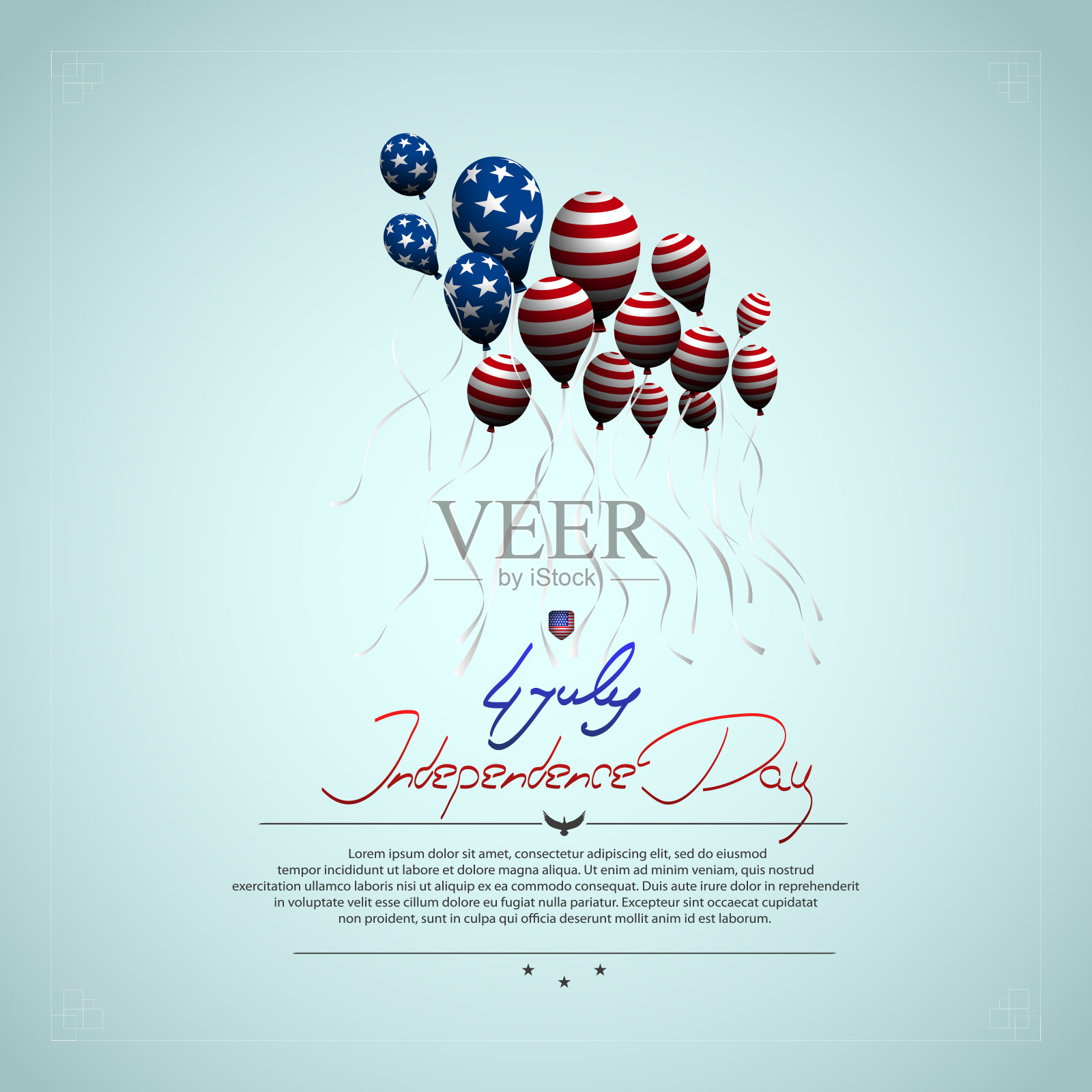 美国独立日。背景和气球。美国国旗。写信- 7月4日，独立日。插画图片素材