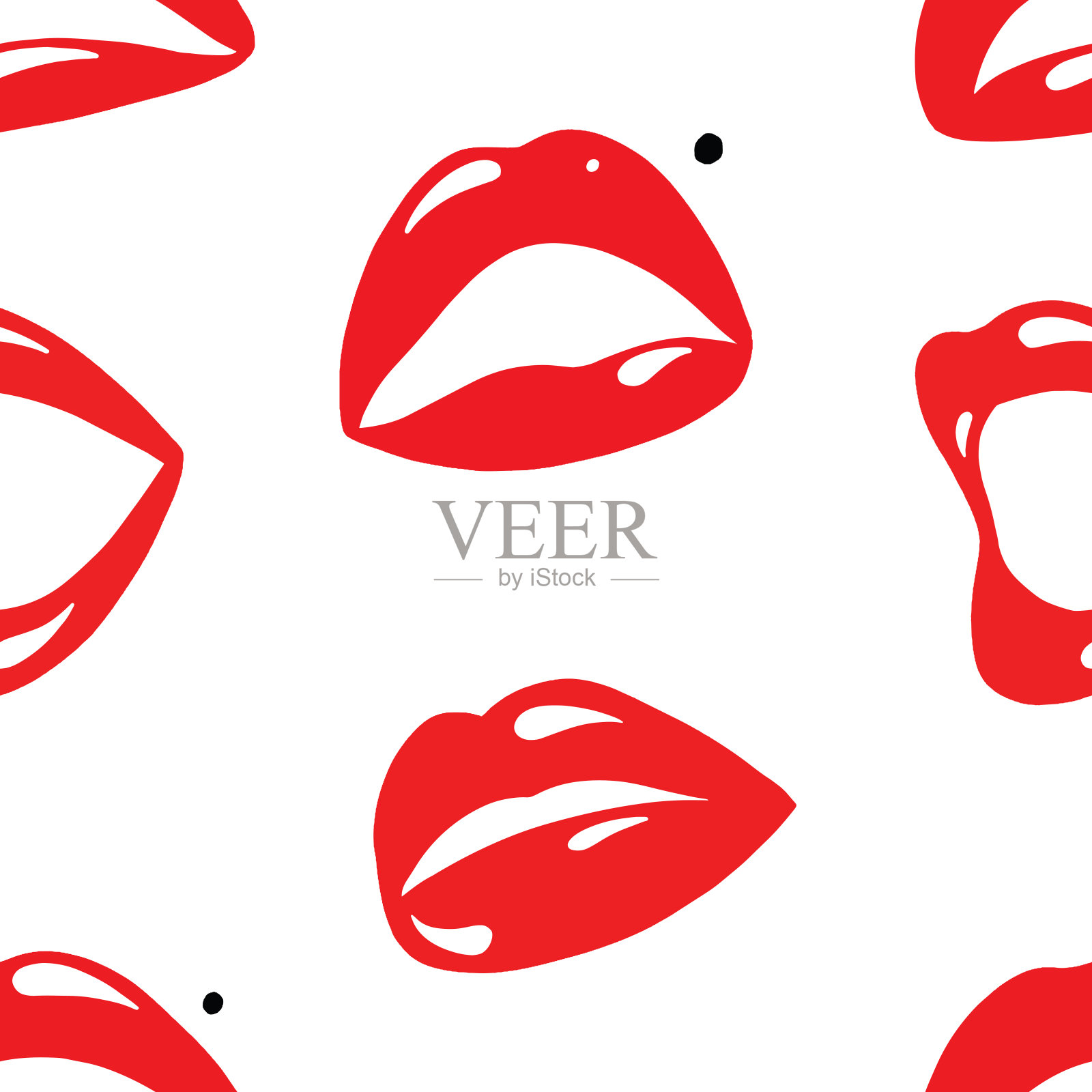重复无缝模式的红唇在白色的背景设计元素图片