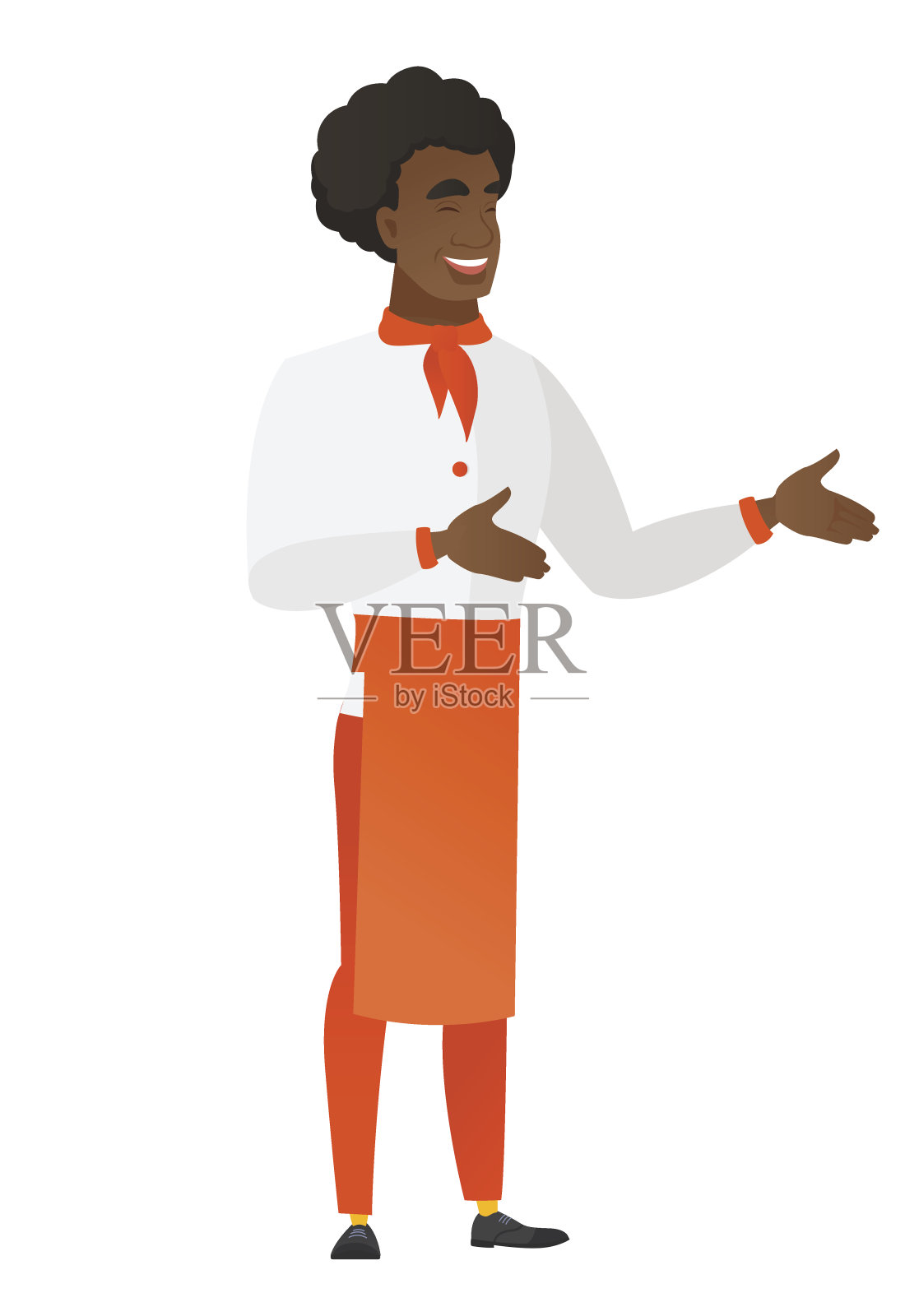 年轻的非洲裔美国人快乐的厨师厨师在打手势插画图片素材