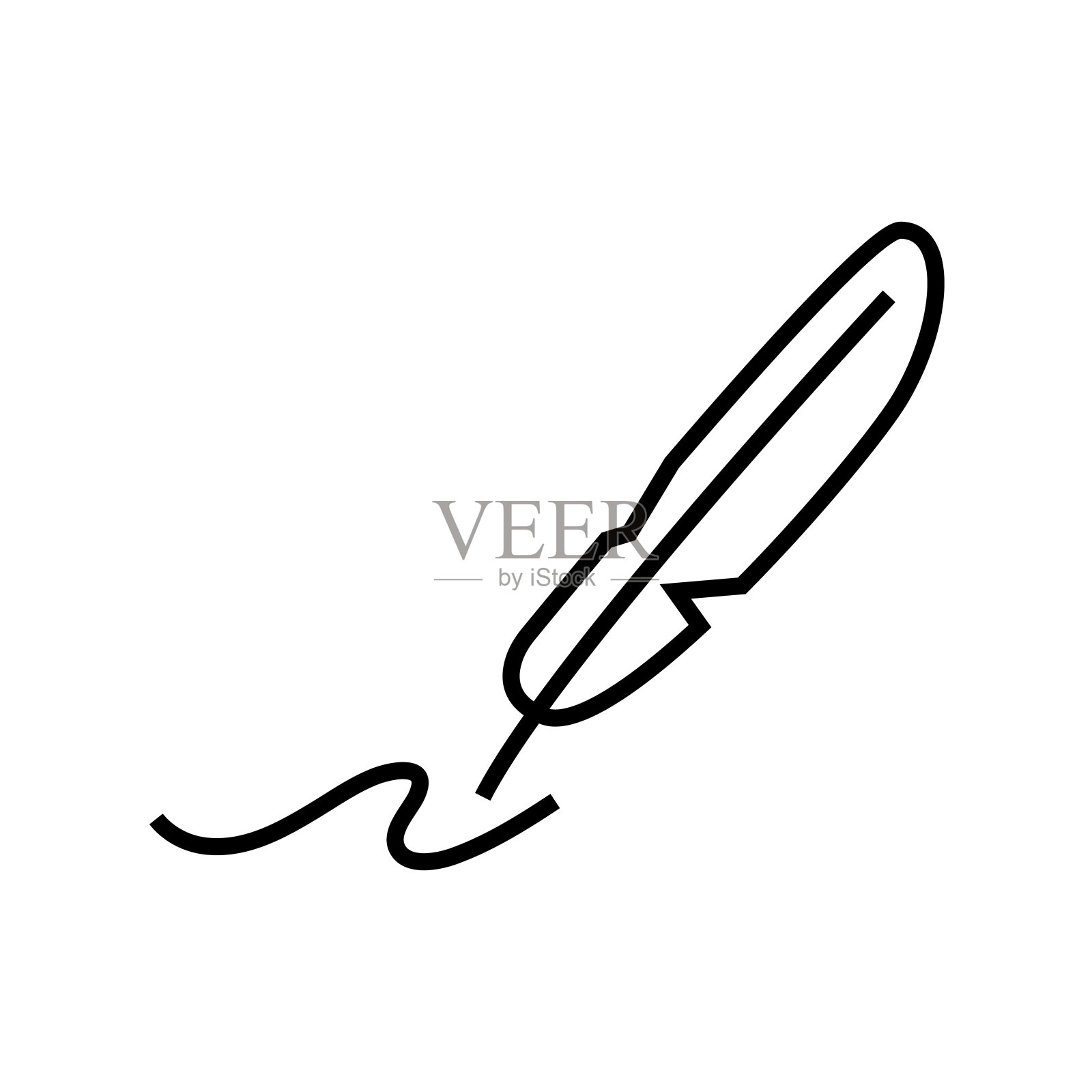 羽毛线图标，概念符号，轮廓向量插图，线性符号设计元素图片