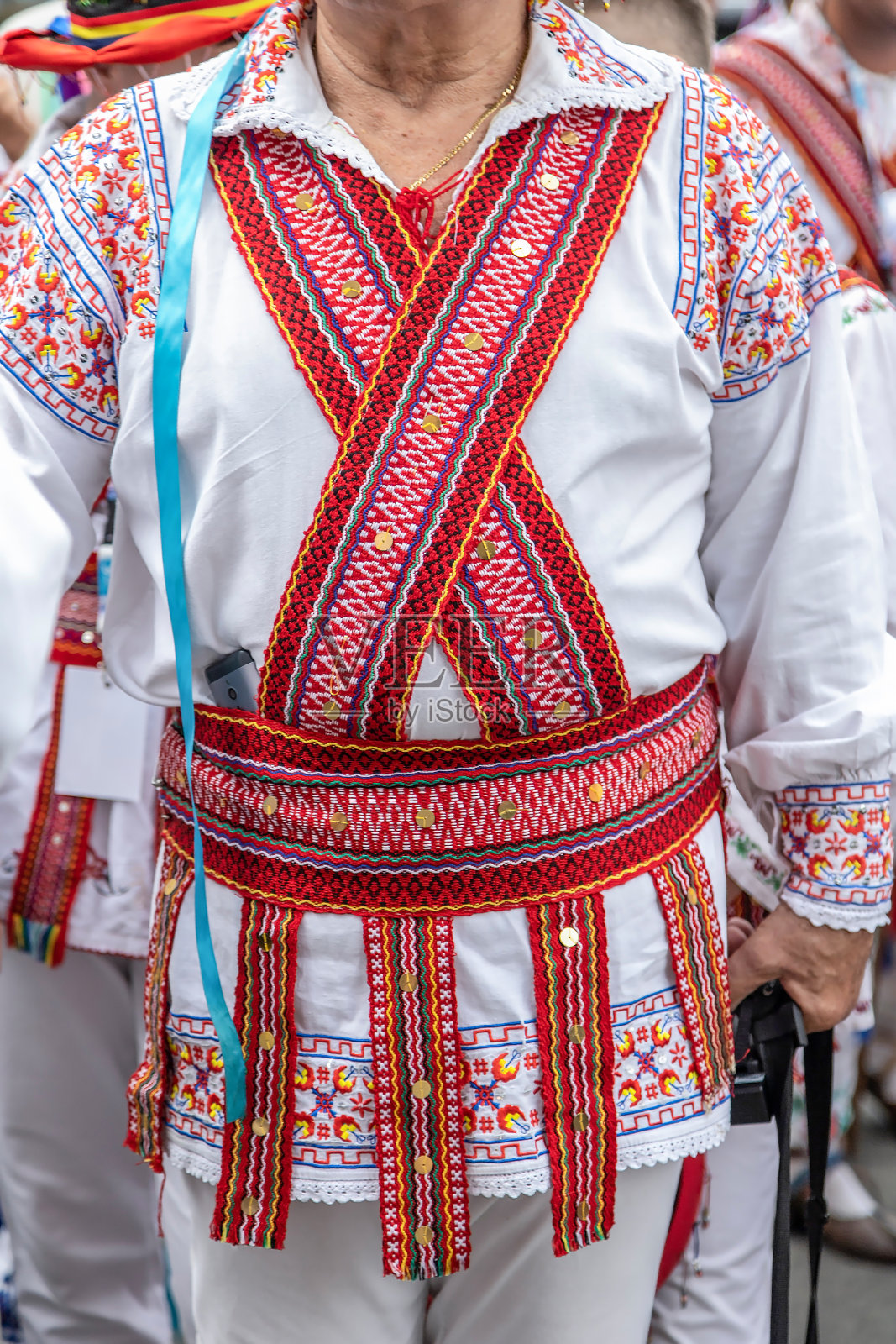 罗马尼亚男子民族服装的细节照片摄影图片