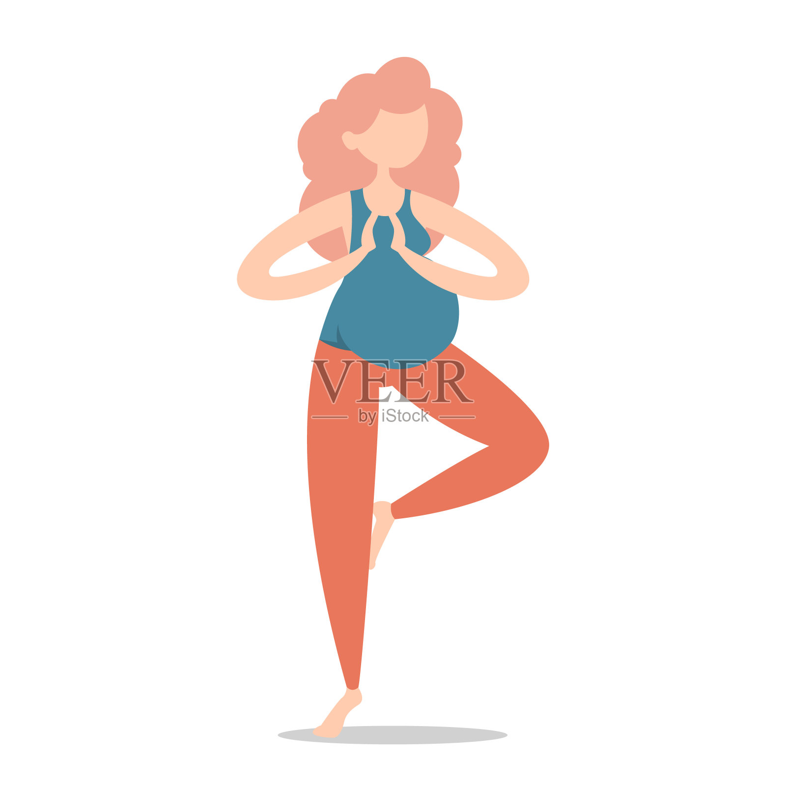 孕妇站在瑜伽姿势设计元素图片