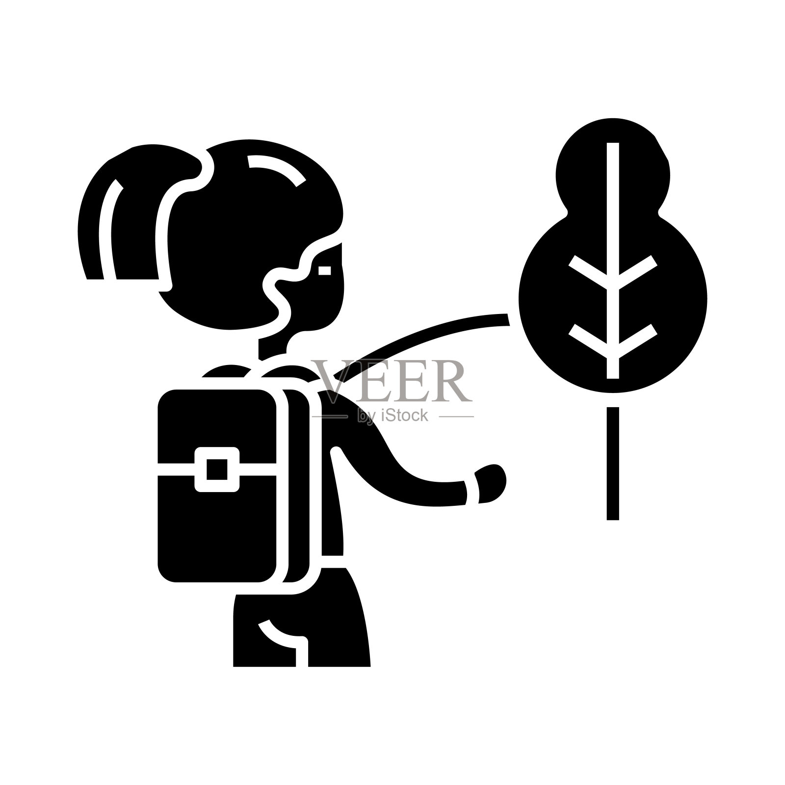 徒步者黑色图标，概念插图，矢量平面符号，象形符号设计元素图片
