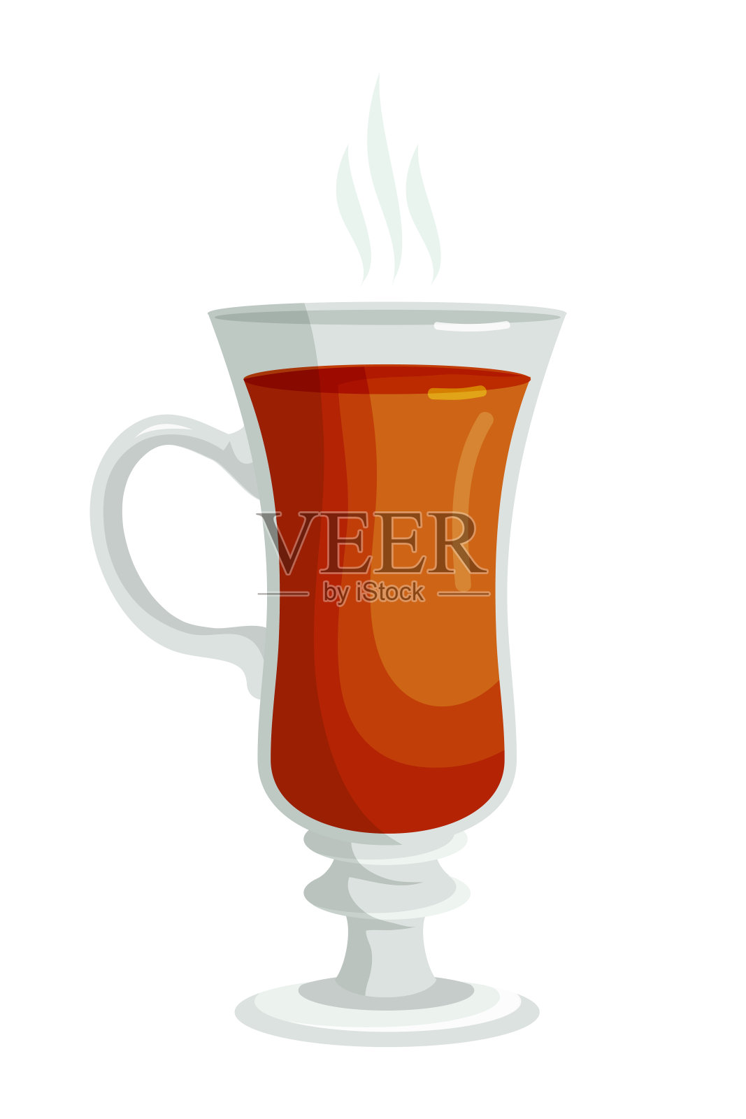 热茶饮料在高玻璃器皿上隔离白色插画图片素材