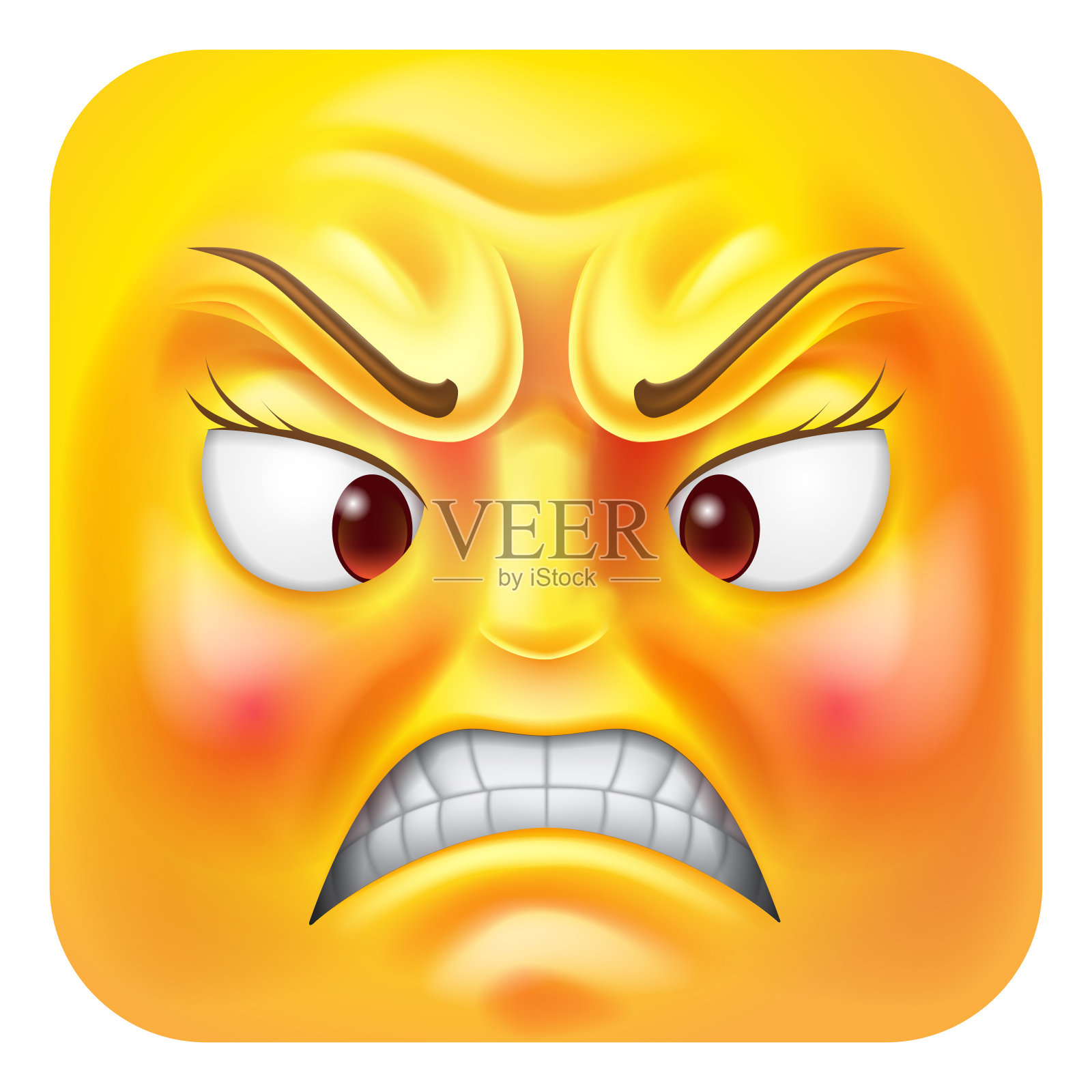 愤怒的女人的表情符号插画图片素材
