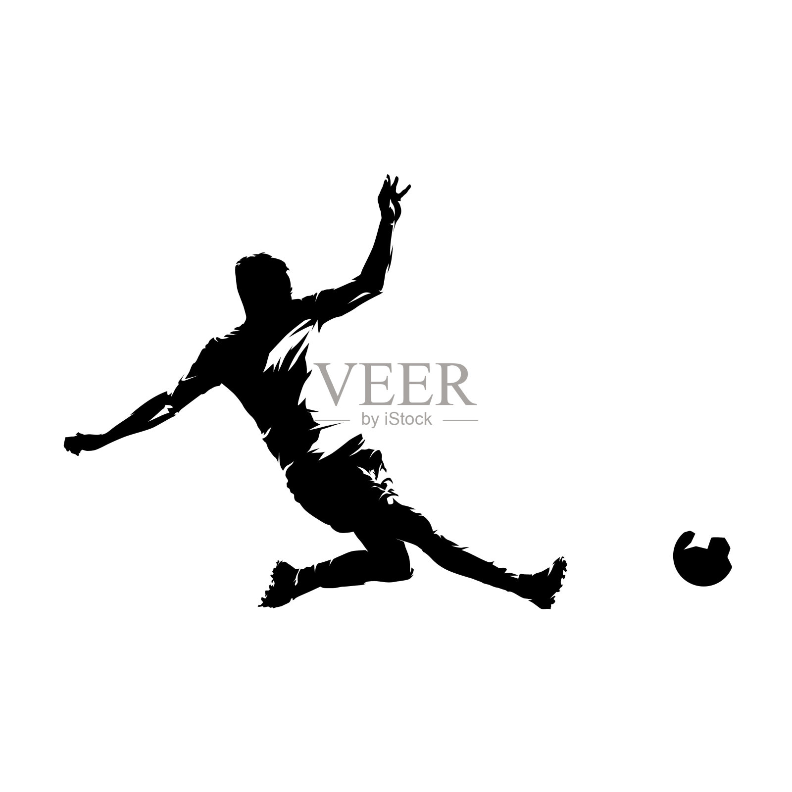 足球运动员踢球，抽象矢量剪影，足球运动员插画图片素材