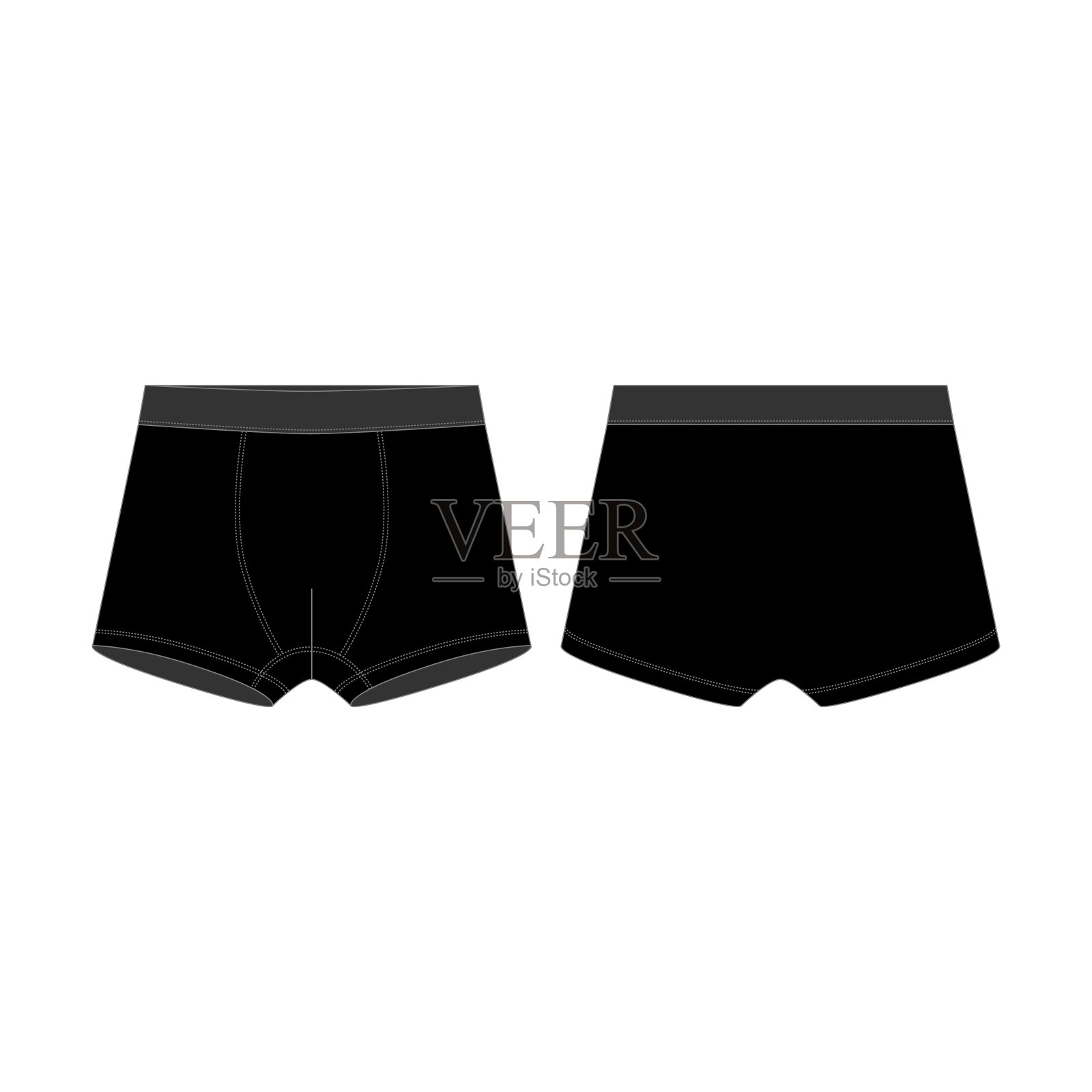 黑色平角短裤，为男孩内裤隔离在白色背景。设计元素图片