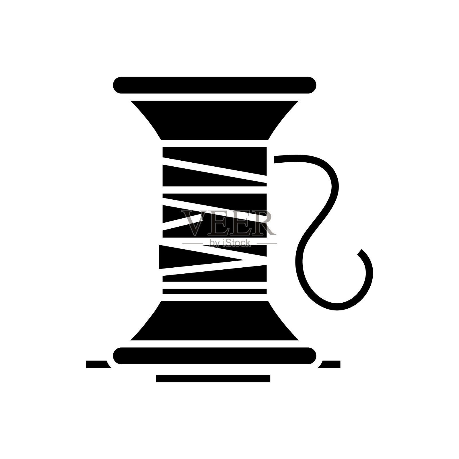 缝纫线黑色图标，概念插图，矢量平面符号，象形符号插画图片素材