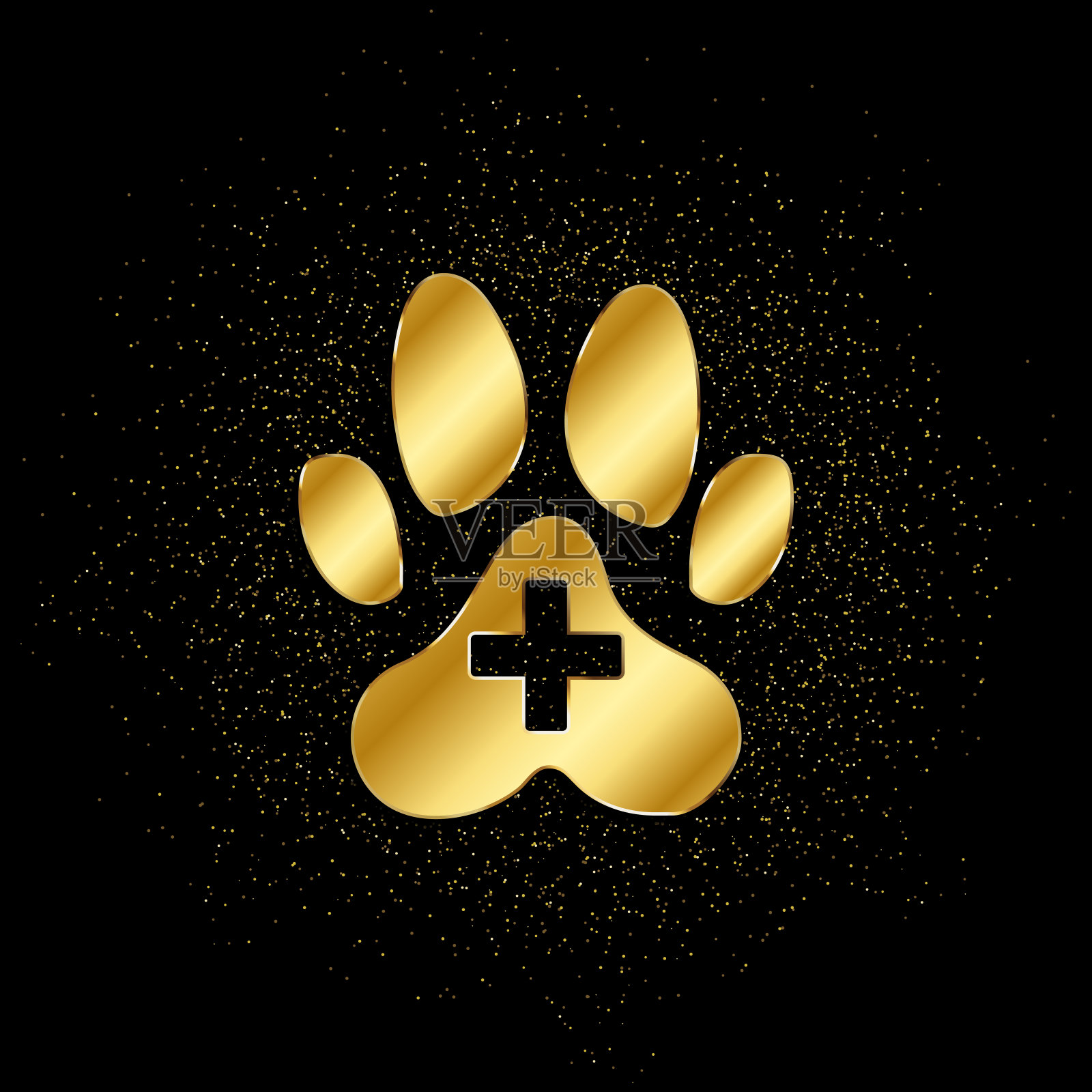 兽医黄金,图标。金色粒子的矢量插图插画图片素材
