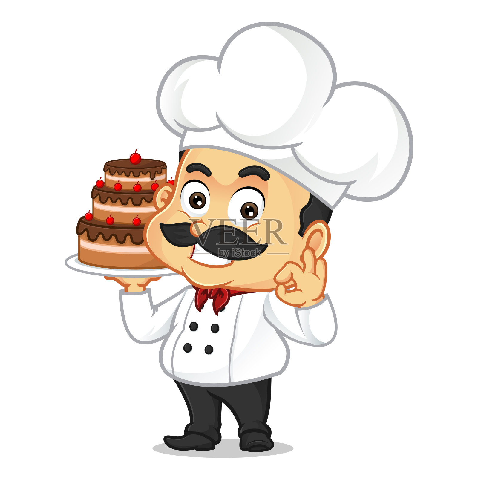 厨师卡通上桌蛋糕设计元素图片