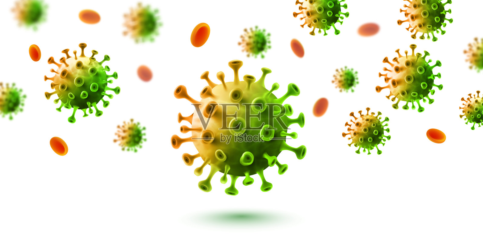 白色背景上的冠状病毒2019-nCoV载体。细菌细菌微生物病毒细胞，人类健康微生物学和病毒爆发概念。矢量插图eps 10插画图片素材