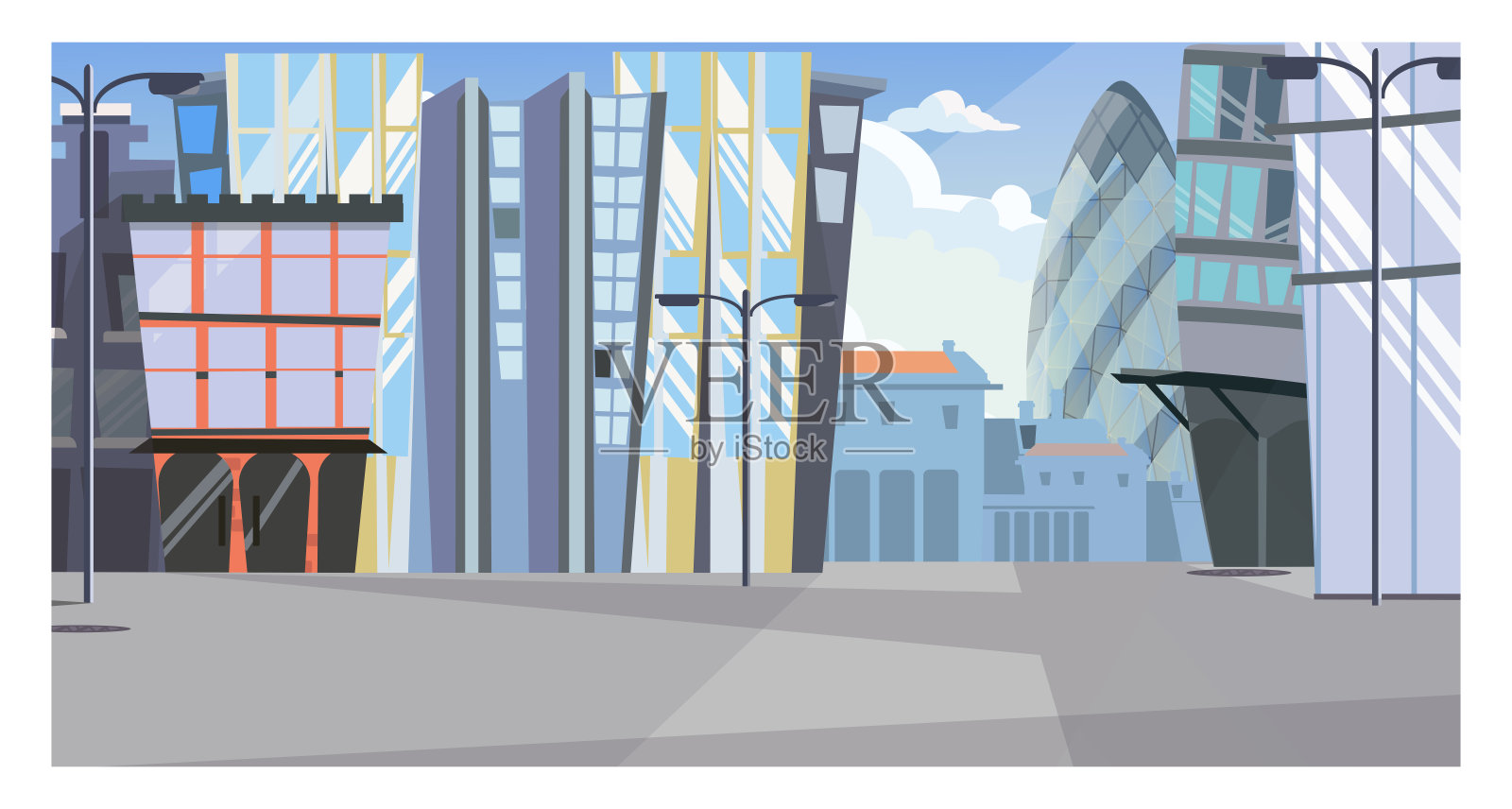 城市城市景观与高层建筑插图插画图片素材