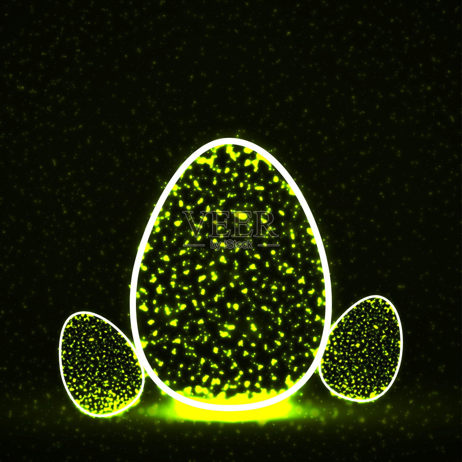 带有发光粒子的抽象复活节彩蛋插画图片素材