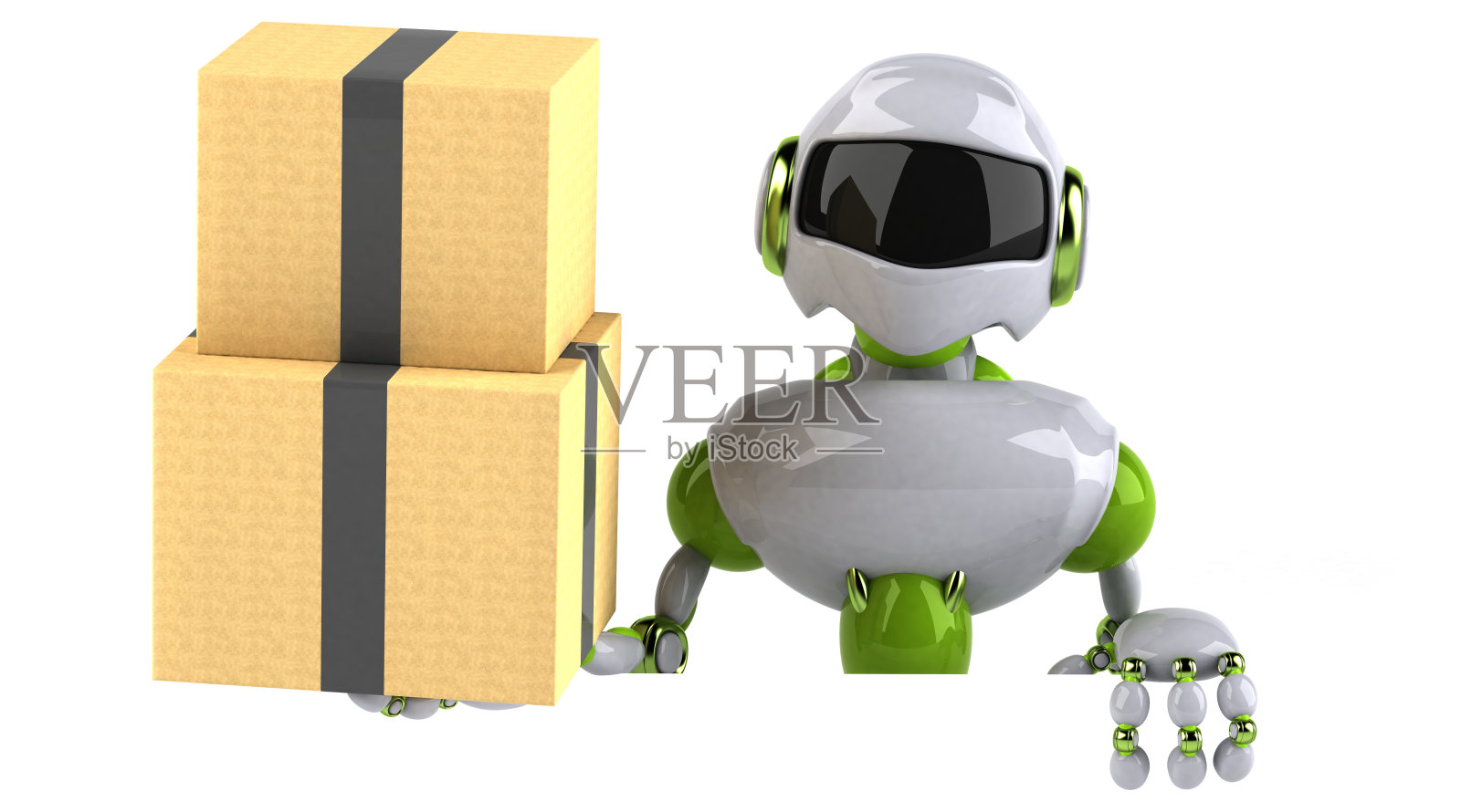 绿色机器人- 3D插图插画图片素材