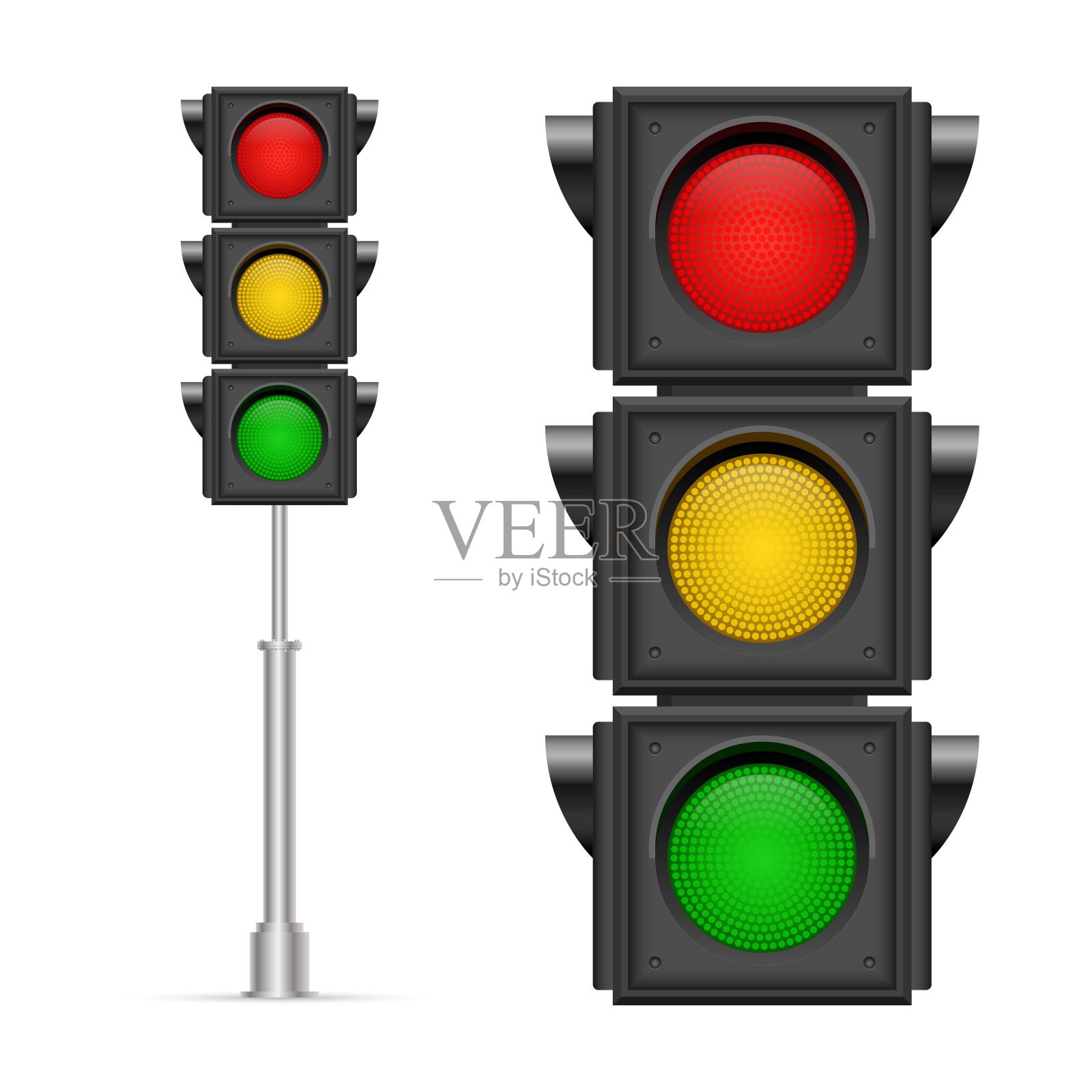 交通灯矢量插图孤立在白色背景设计元素图片
