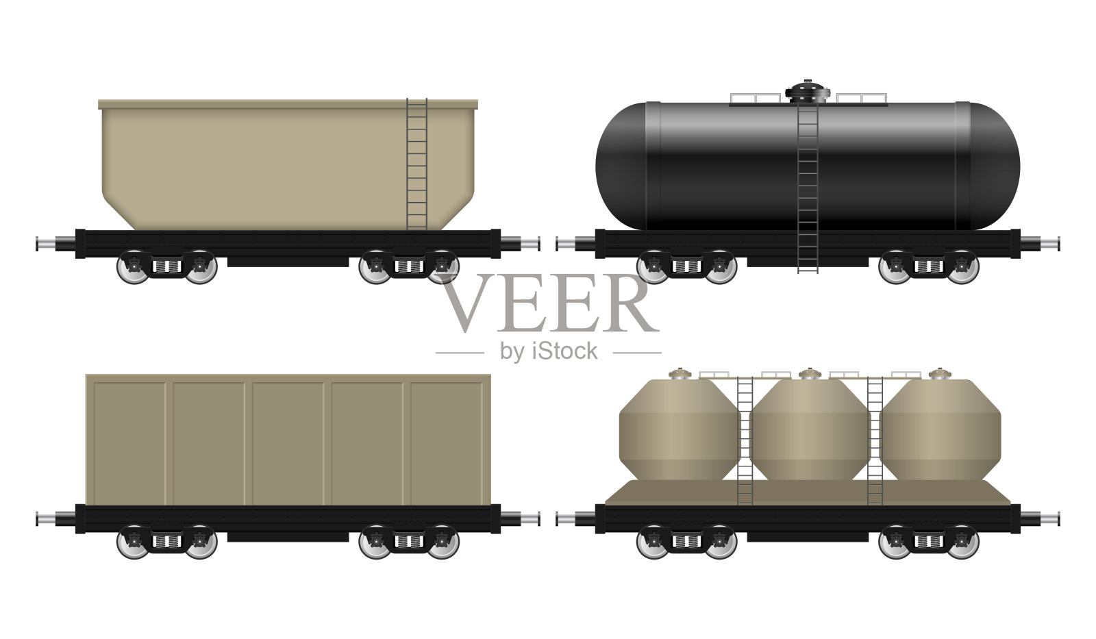 一组火车车厢矢量插图孤立在白色背景设计元素图片