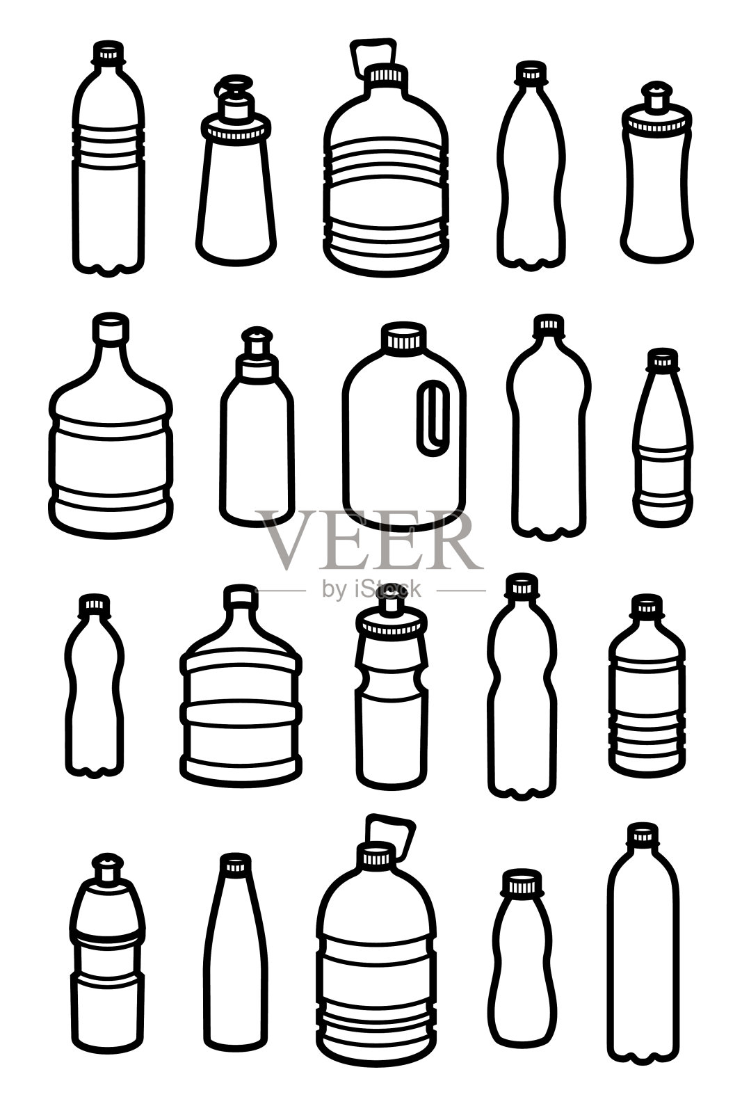 瓶水。收集图标瓶水。向量插画图片素材