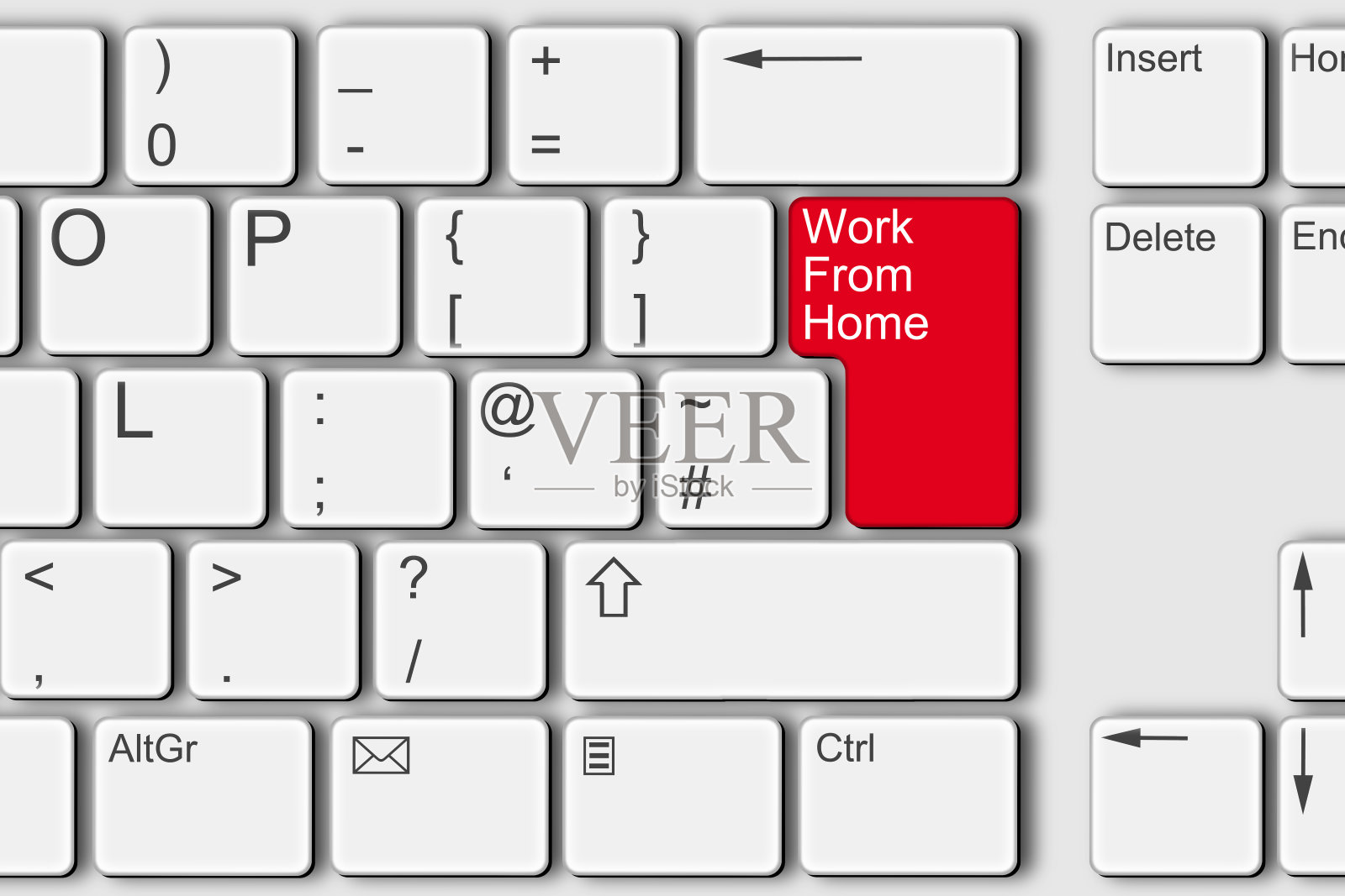 在家工作概念电脑电脑键盘插图红色插画图片素材